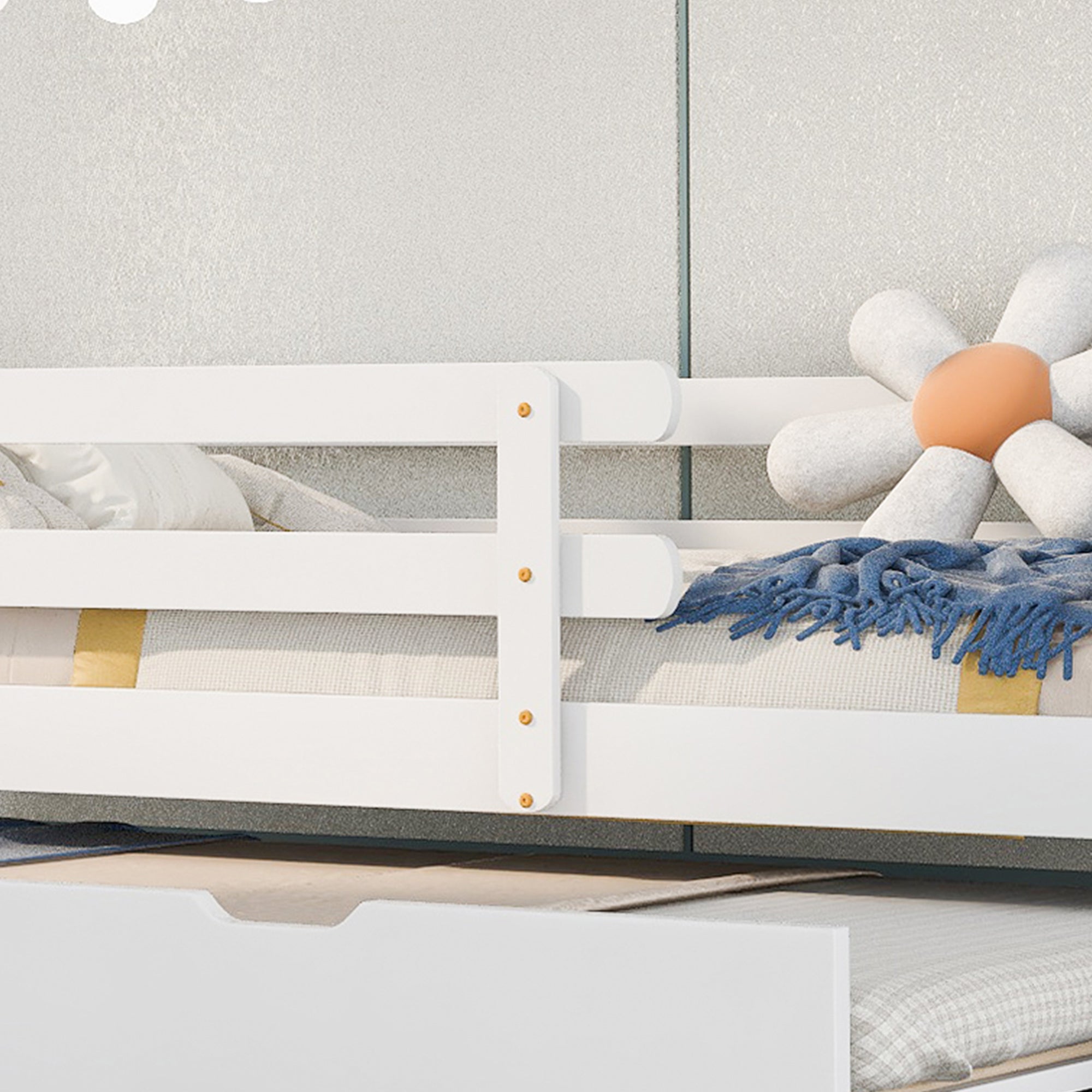 Logidon boomhutbed 90x200 cm wit houten frame met uitschuifbaar bed