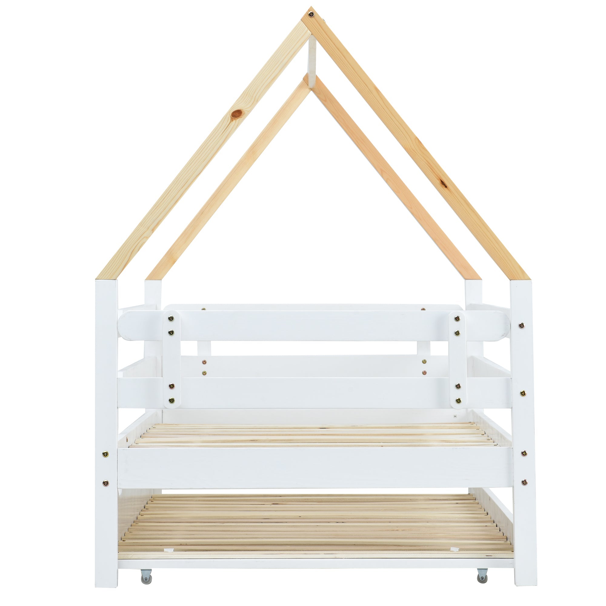 Logidon boomhutbed 90x200 cm wit houten frame met uitschuifbaar bed
