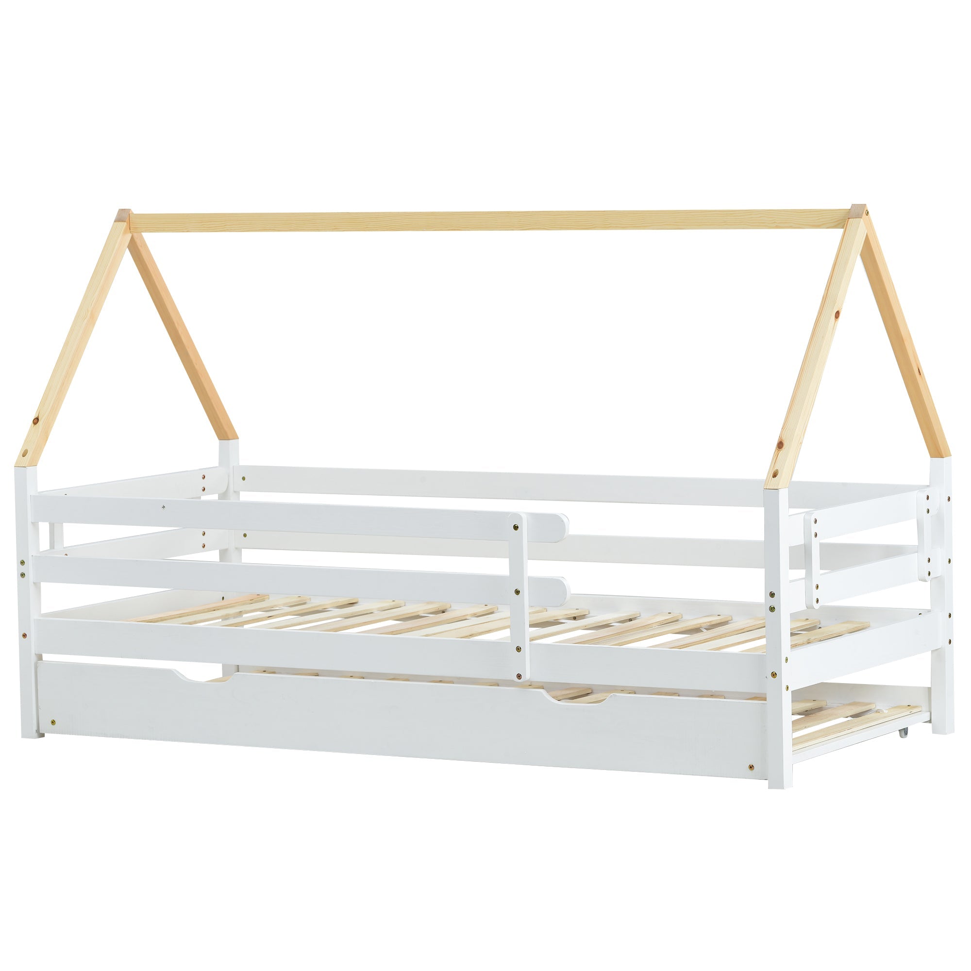 Logidon boomhutbed 90x200 cm wit houten frame met uitschuifbaar bed