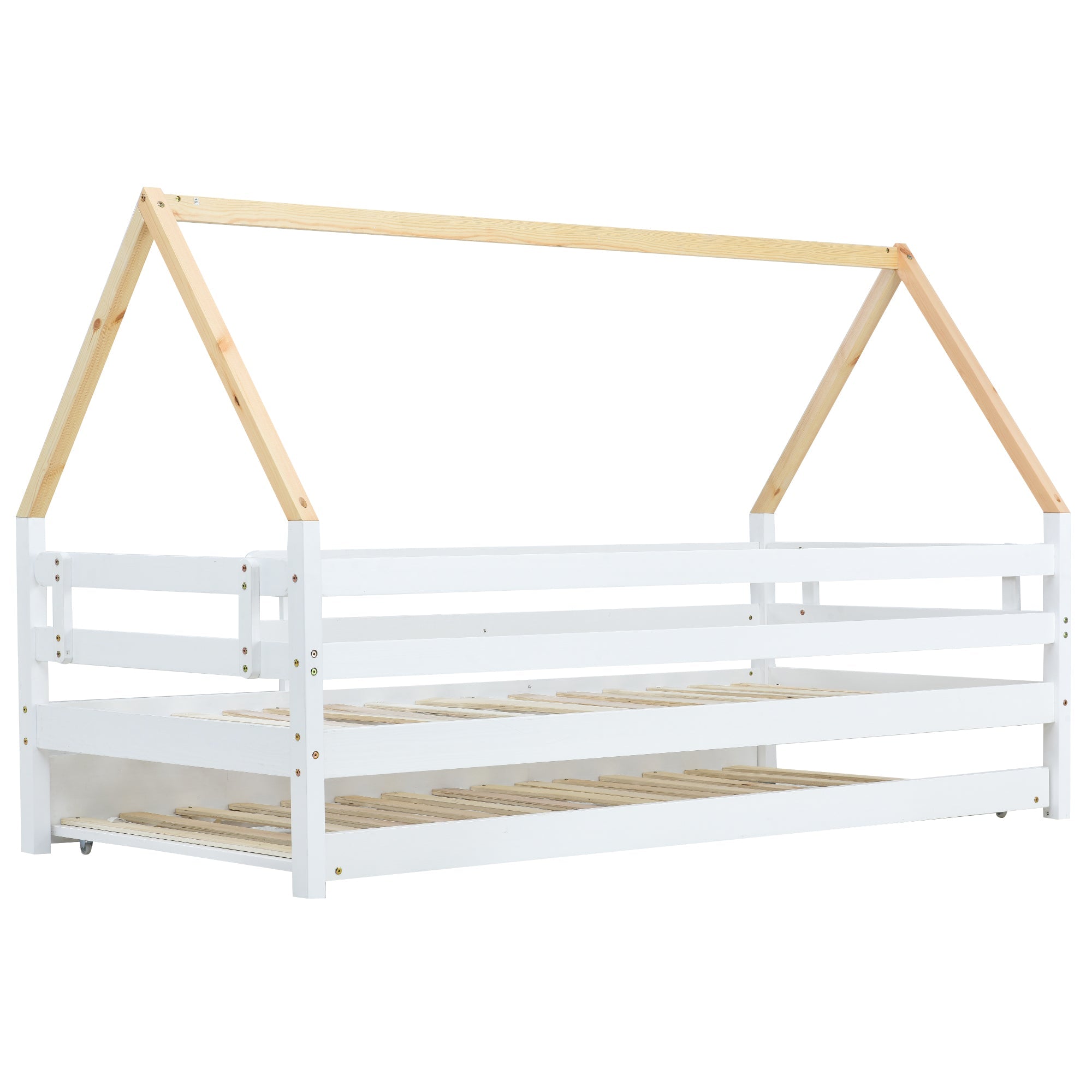 Logidon boomhutbed 90x200 cm wit houten frame met uitschuifbaar bed