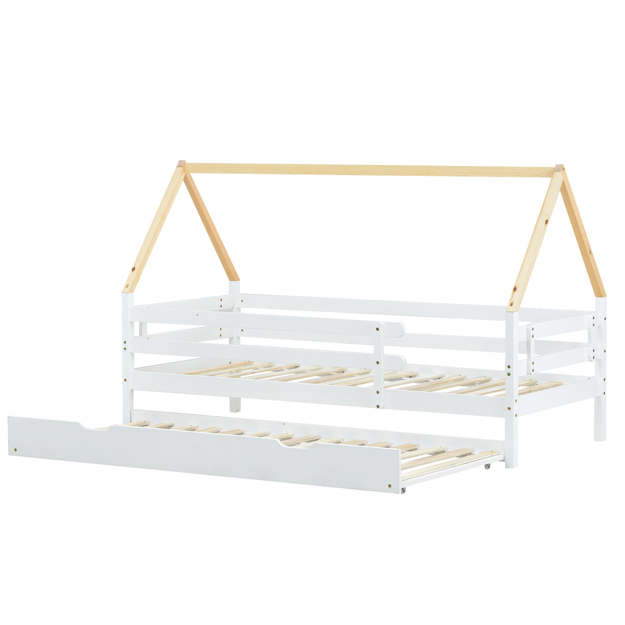 Logidon boomhutbed 90x200 cm wit houten frame met uitschuifbaar bed