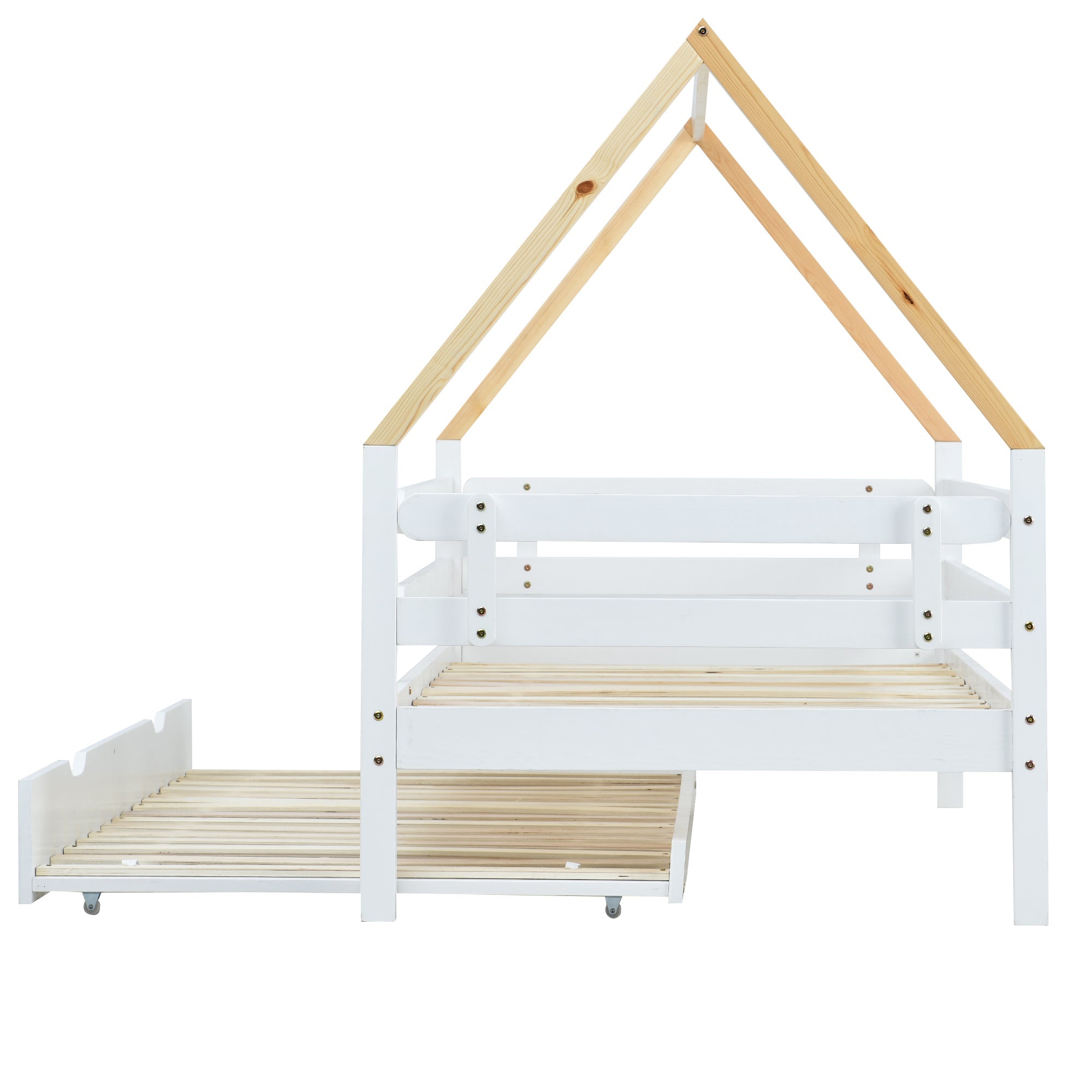 Logidon boomhutbed 90x200 cm wit houten frame met uitschuifbaar bed