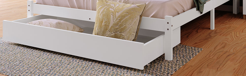 Logidon massief houten tweepersoonsbed 140x200 wit met lades en lattenbodem