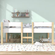 Logidon Houten kinderbed 90x200 met ladder en valbeveiliging Wit