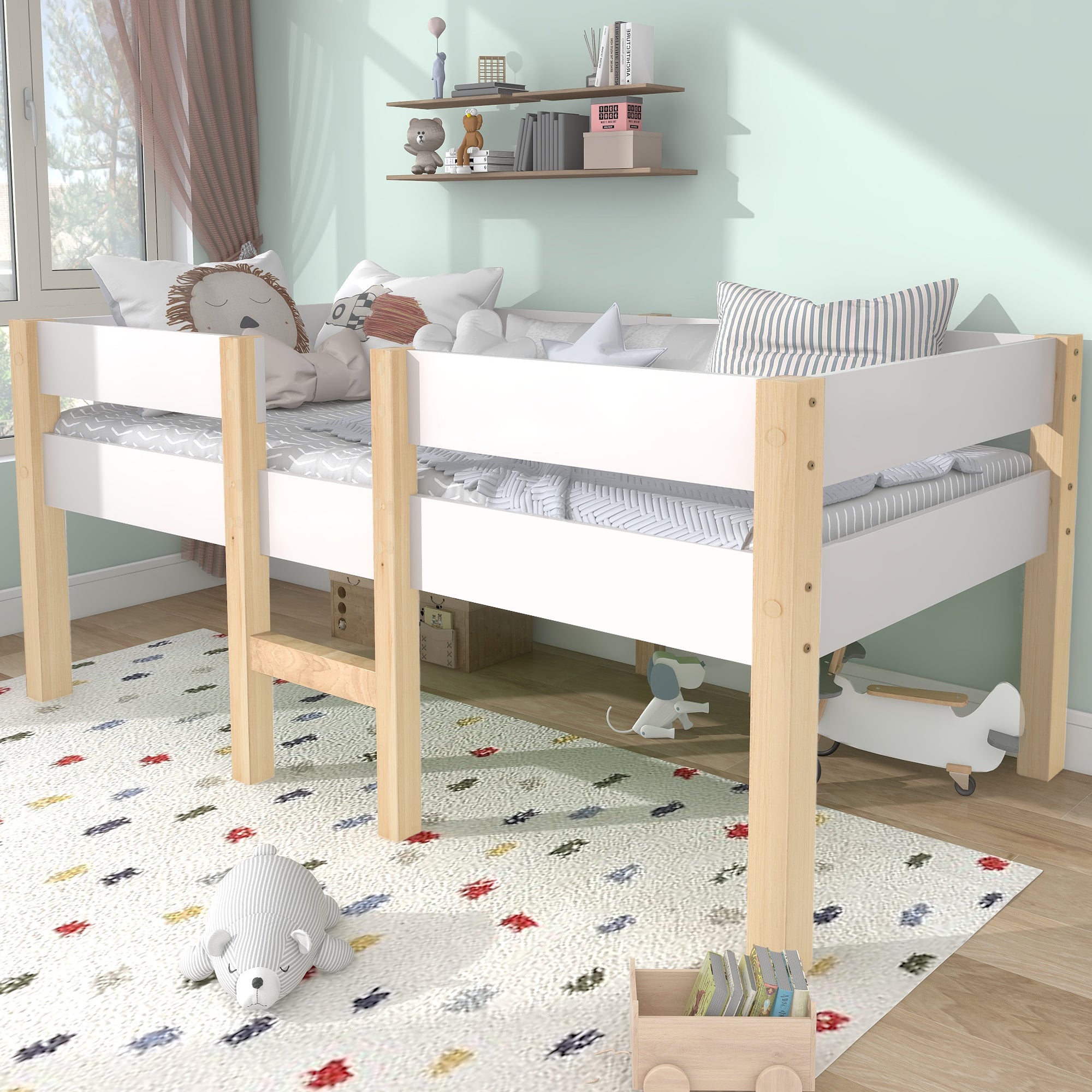 Logidon kinderbed met valbeveiliging 90x190 wit eiken