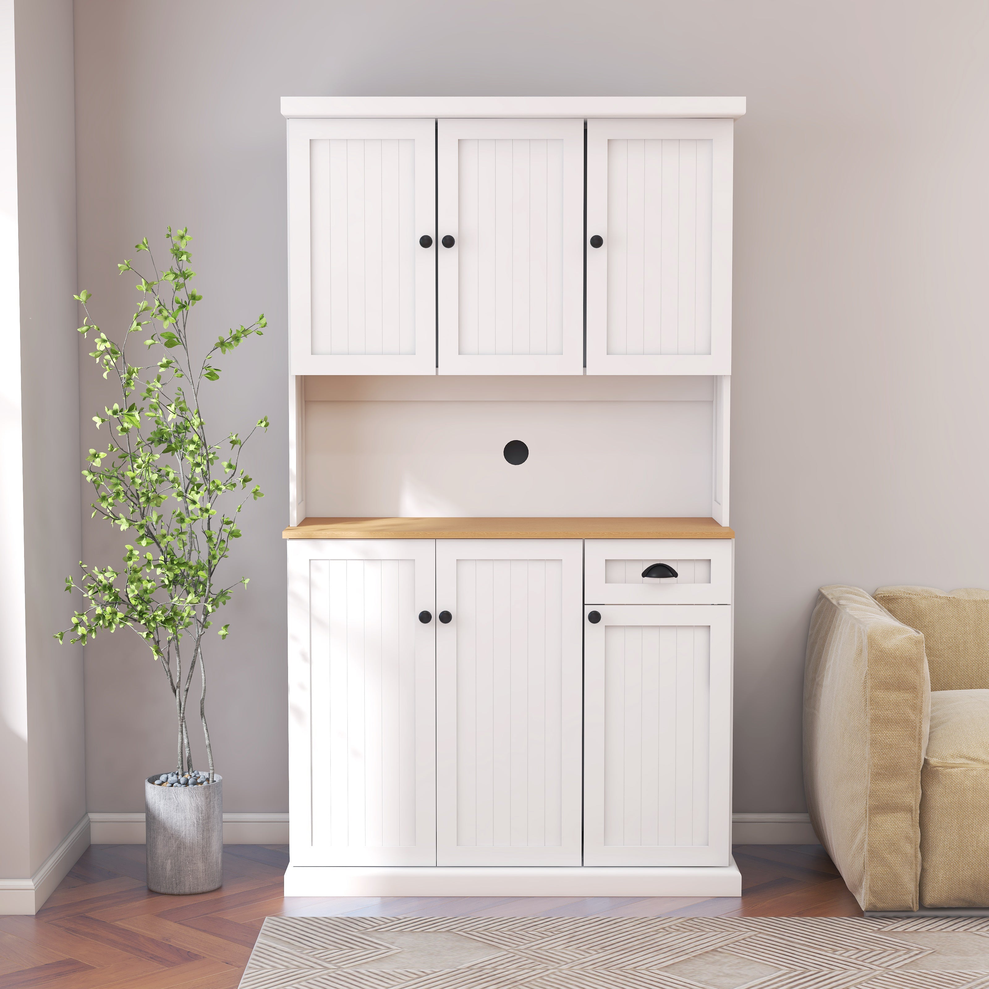 Logidon keukenbuffet 180 cm hoog wit met magnetronplaat en 6 deuren