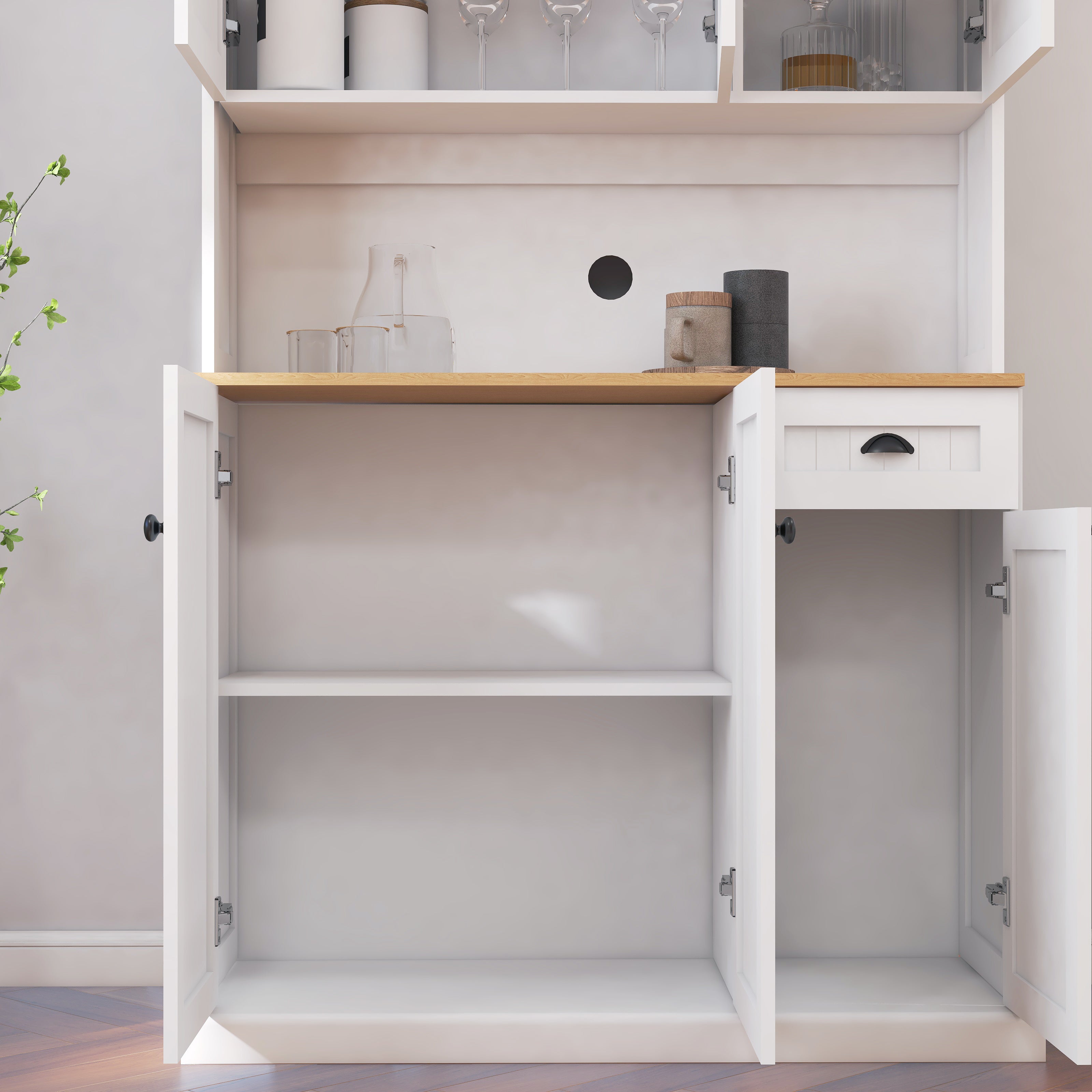 Logidon keukenbuffet 180 cm hoog wit met magnetronplaat en 6 deuren