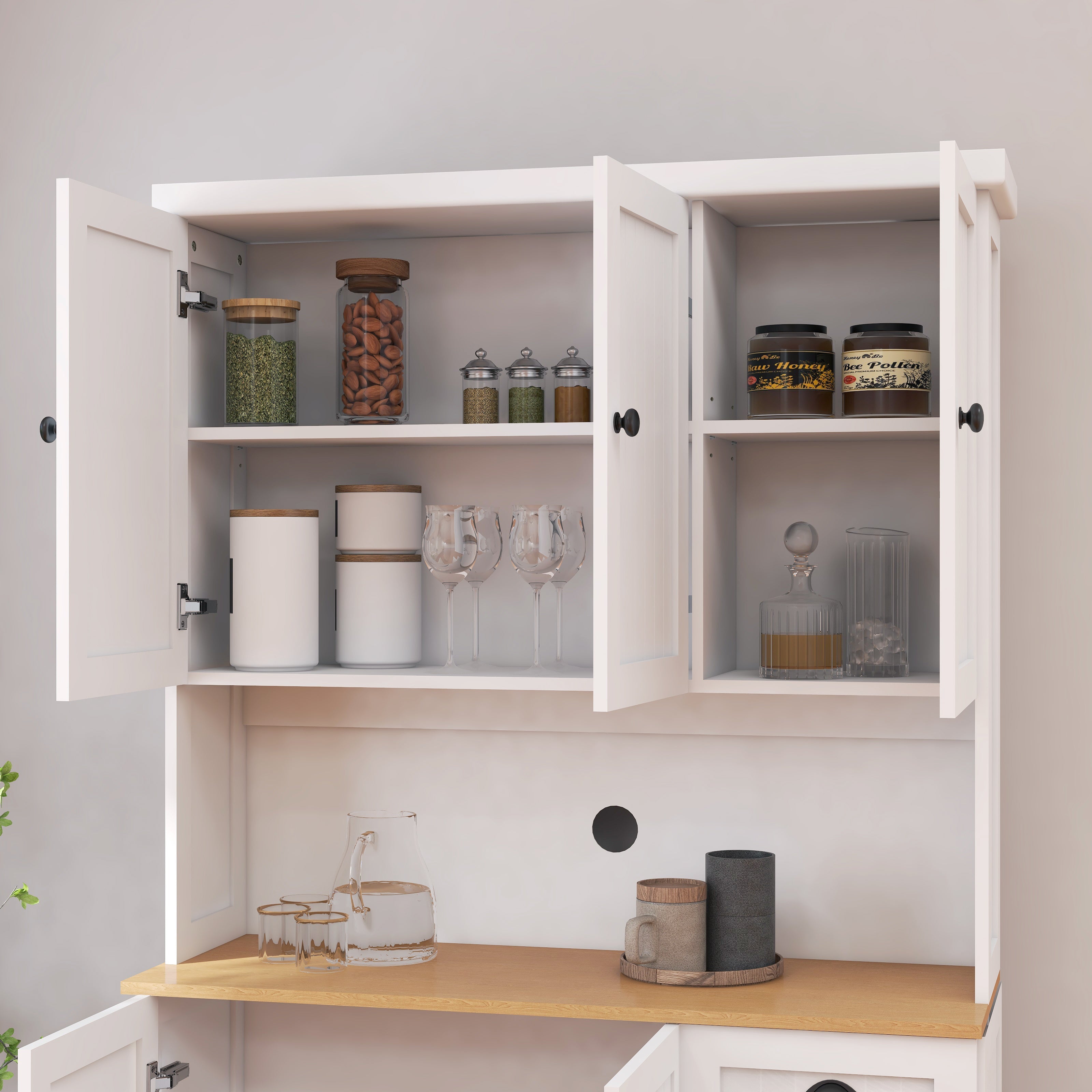 Logidon keukenbuffet 180 cm hoog wit met magnetronplaat en 6 deuren