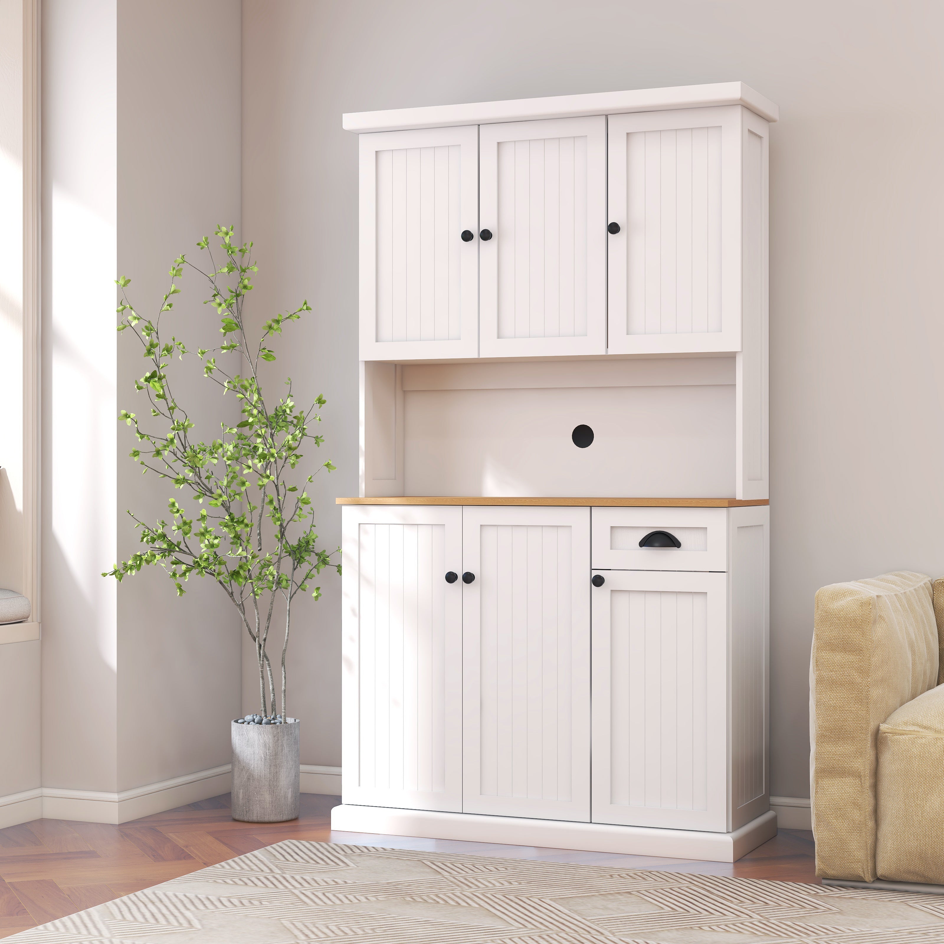 Logidon keukenbuffet 180 cm hoog wit met magnetronplaat en 6 deuren