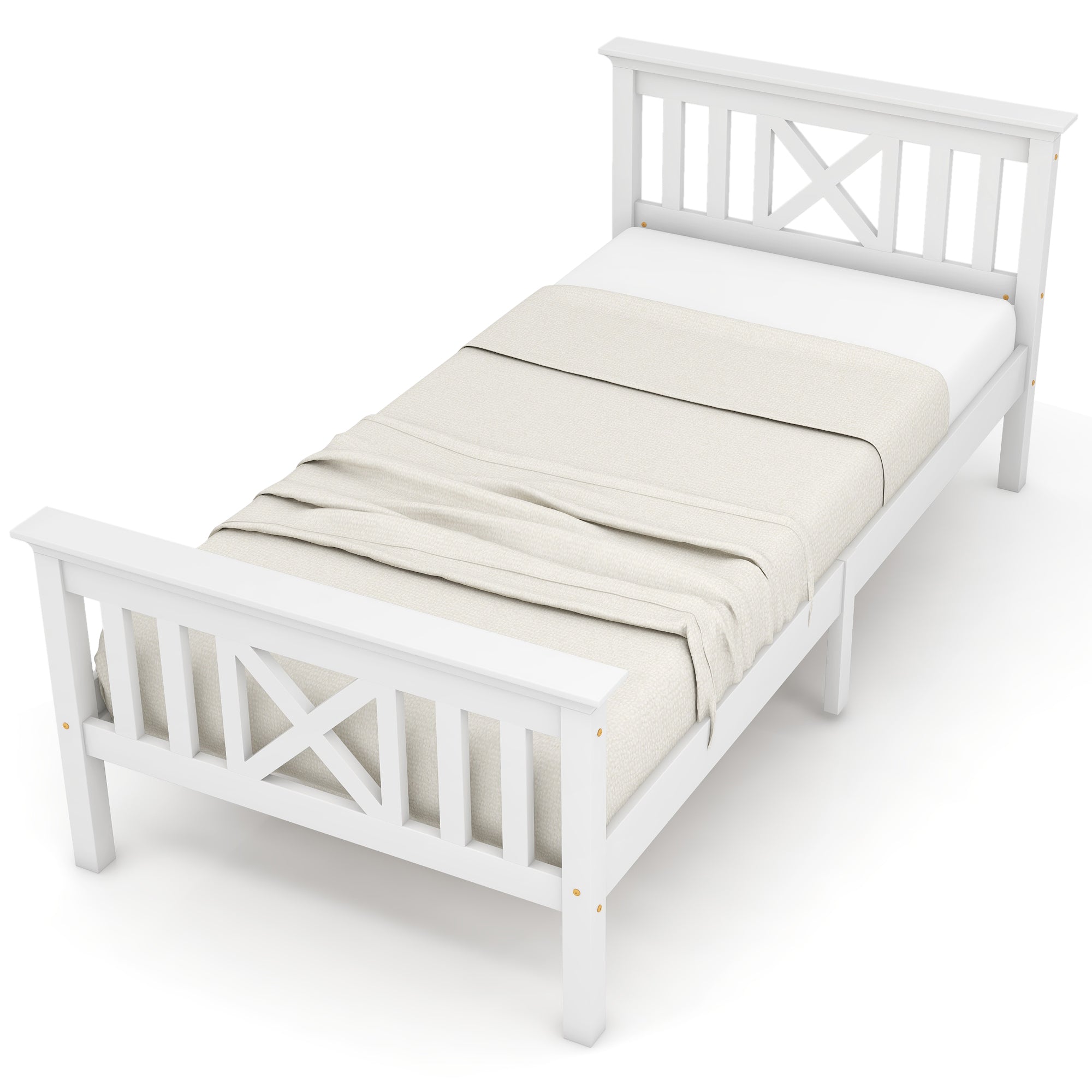 Logidon houten bed 90x200 wit eenpersoonsbed met lattenbodem x hoofdeinde