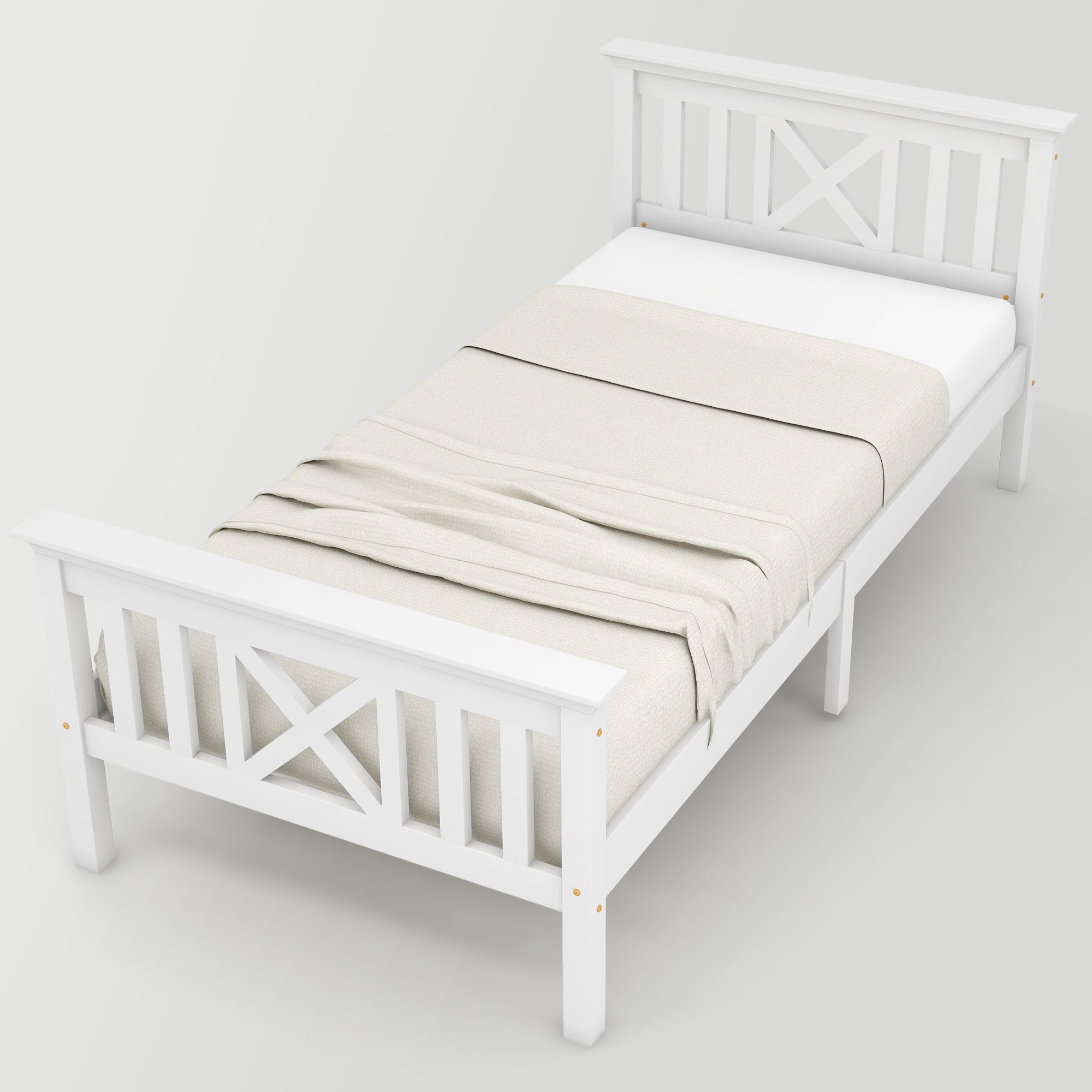 Logidon houten bed 90x200 wit eenpersoonsbed met lattenbodem x hoofdeinde