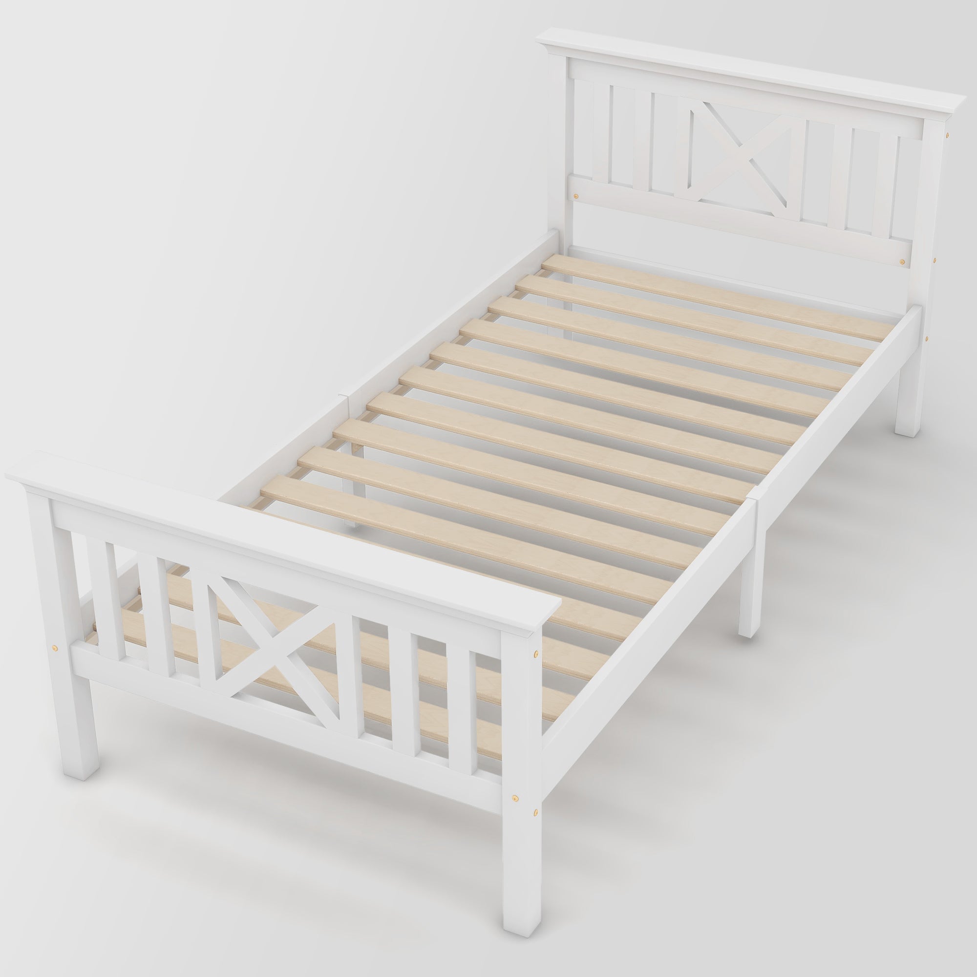 Logidon houten bed 90x200 wit eenpersoonsbed met lattenbodem x hoofdeinde