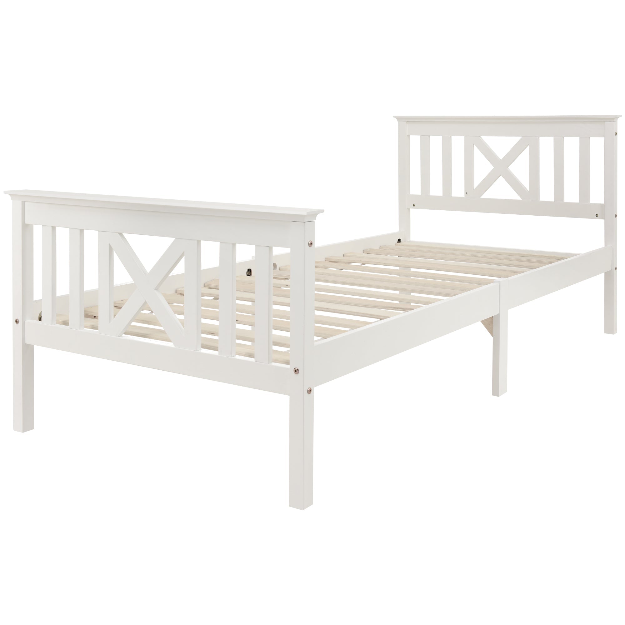 Logidon houten bed 90x200 wit eenpersoonsbed met lattenbodem x hoofdeinde