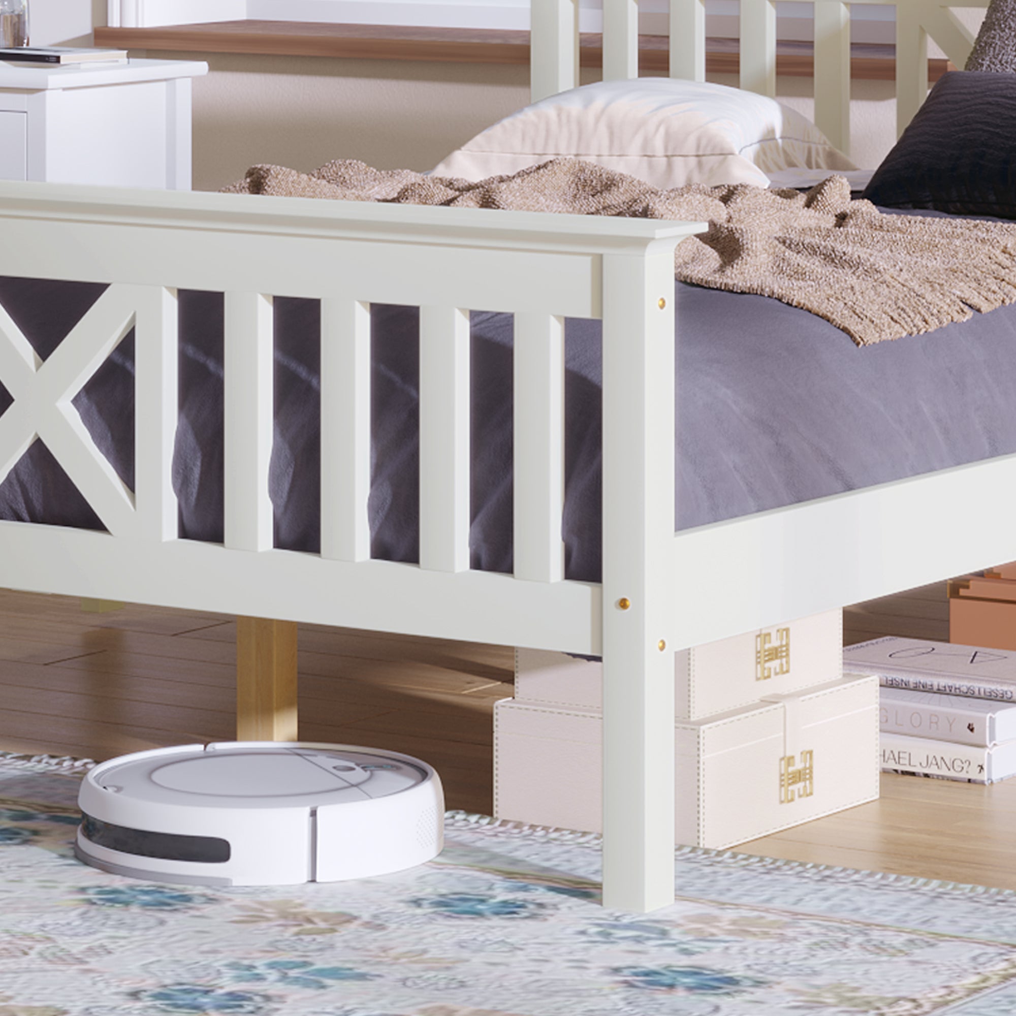Logidon houten bed 90x200 wit eenpersoonsbed met lattenbodem x hoofdeinde