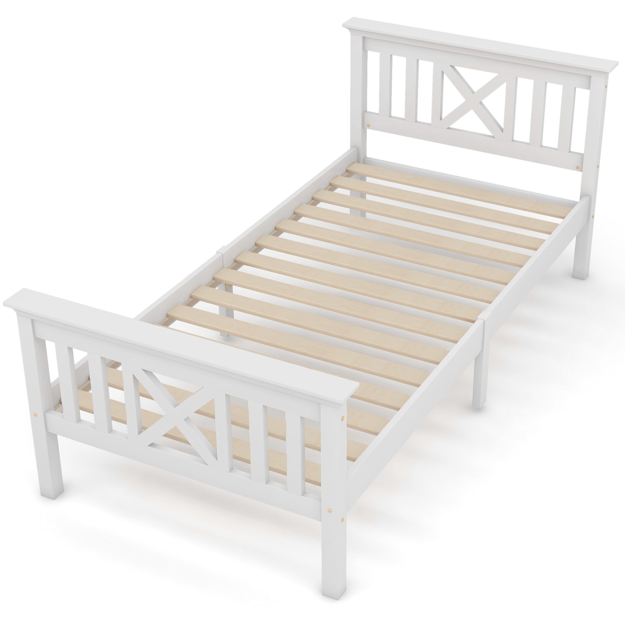 Logidon houten bed 90x200 wit eenpersoonsbed met lattenbodem x hoofdeinde
