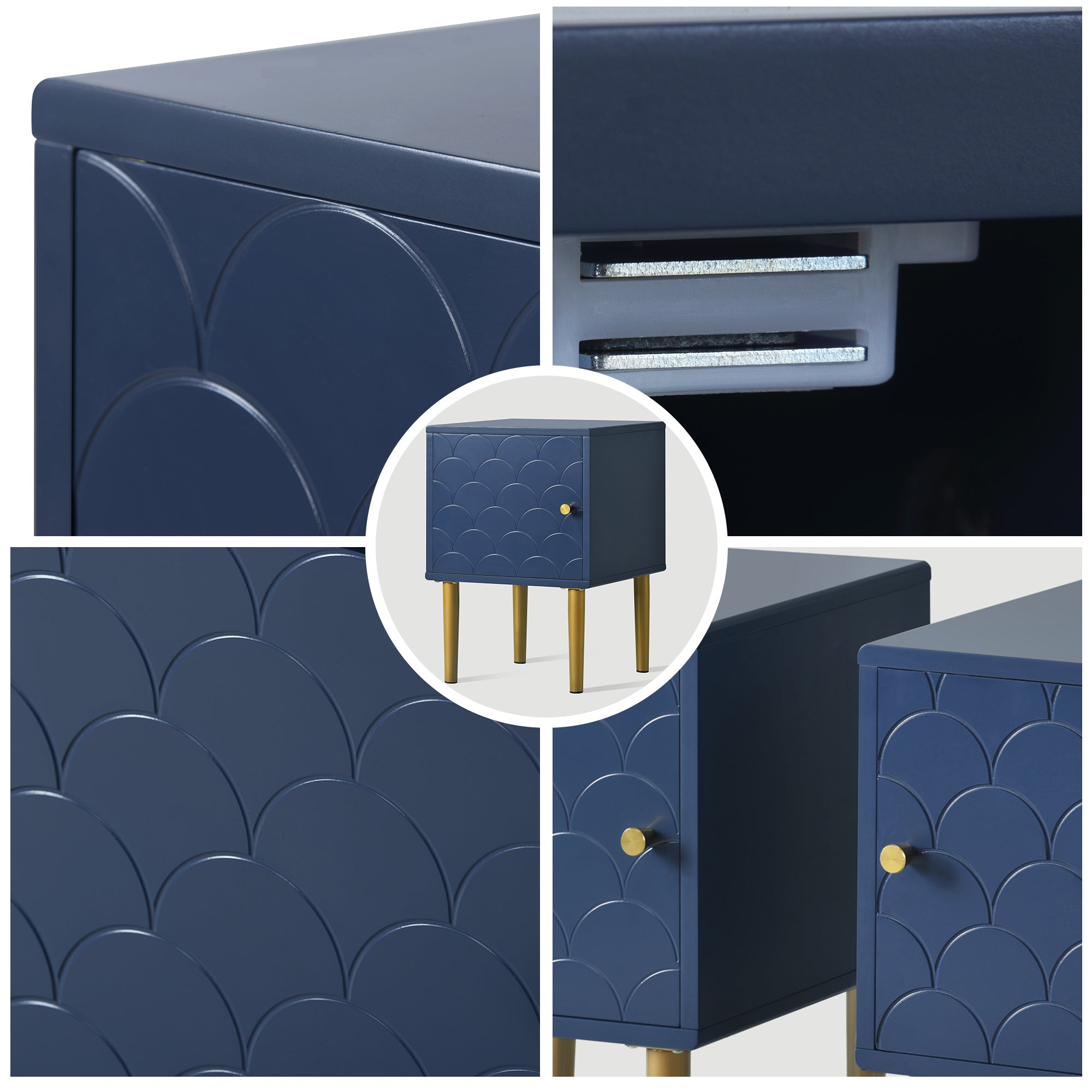 Logidon set van 2 nachtkastjes marineblauw H50 B35 D35 cm