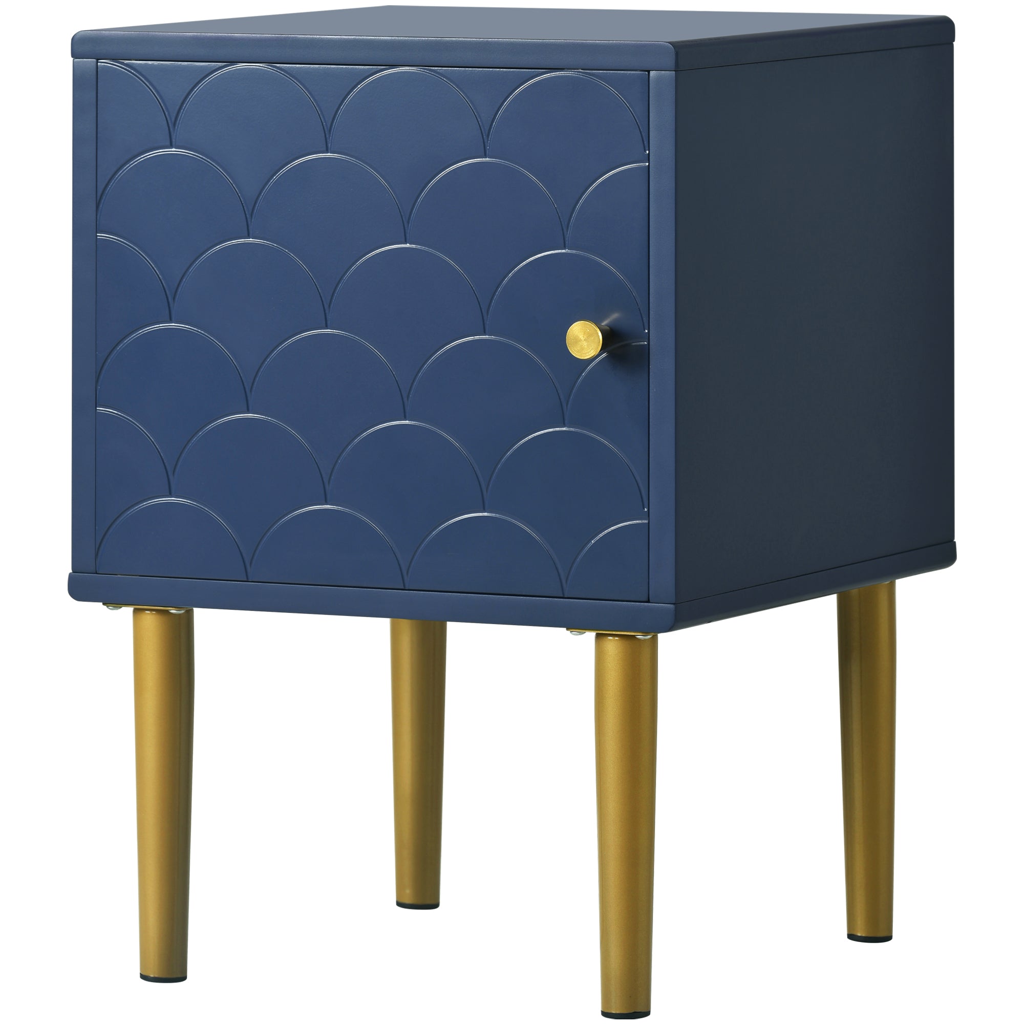 Logidon nachtkastje marineblauw H50 B35 D35 bijzettafel met gouden poten
