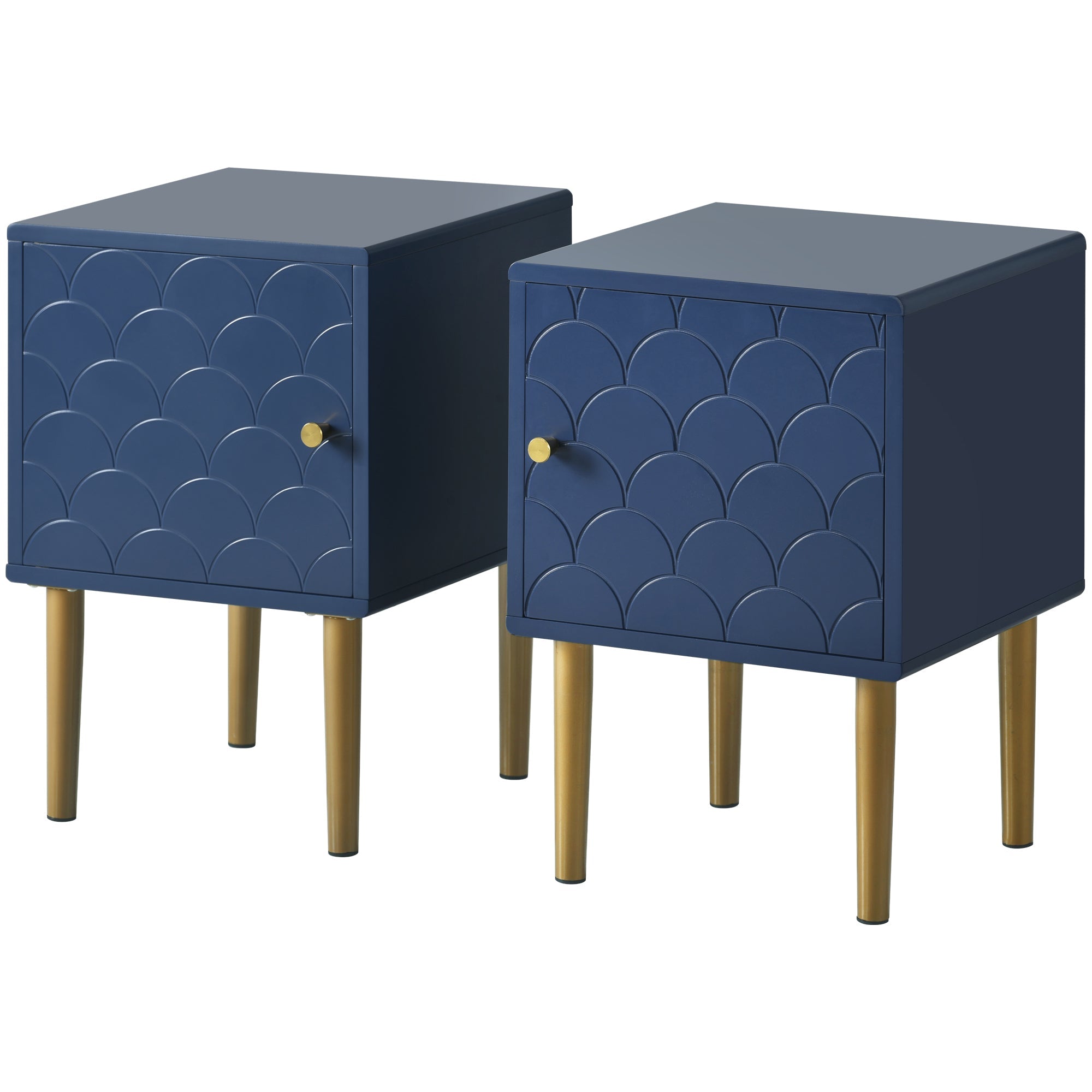 Logidon nachtkastje marineblauw H50 B35 D35 bijzettafel met gouden poten