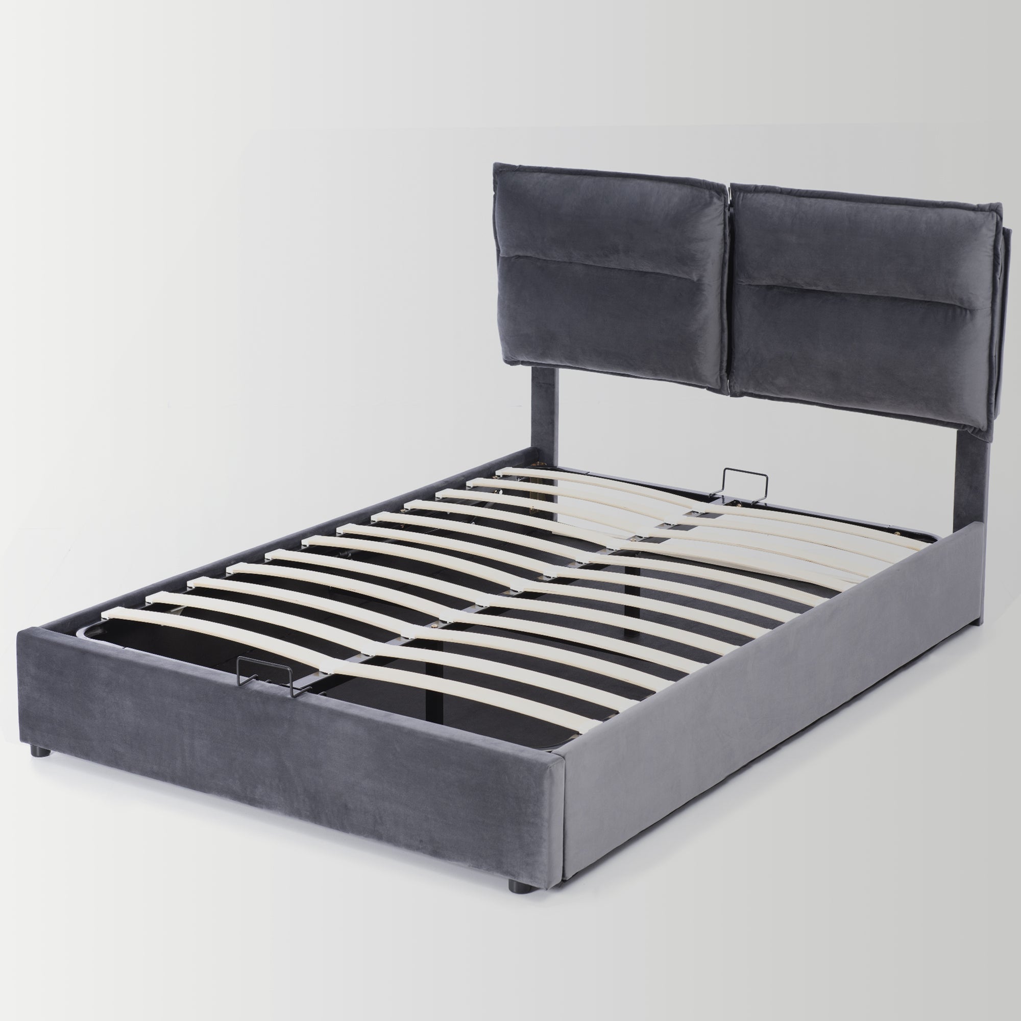Logidon hydraulisch gestoffeerd bed 140x200cm grijs verstelbaar hoofdeinde