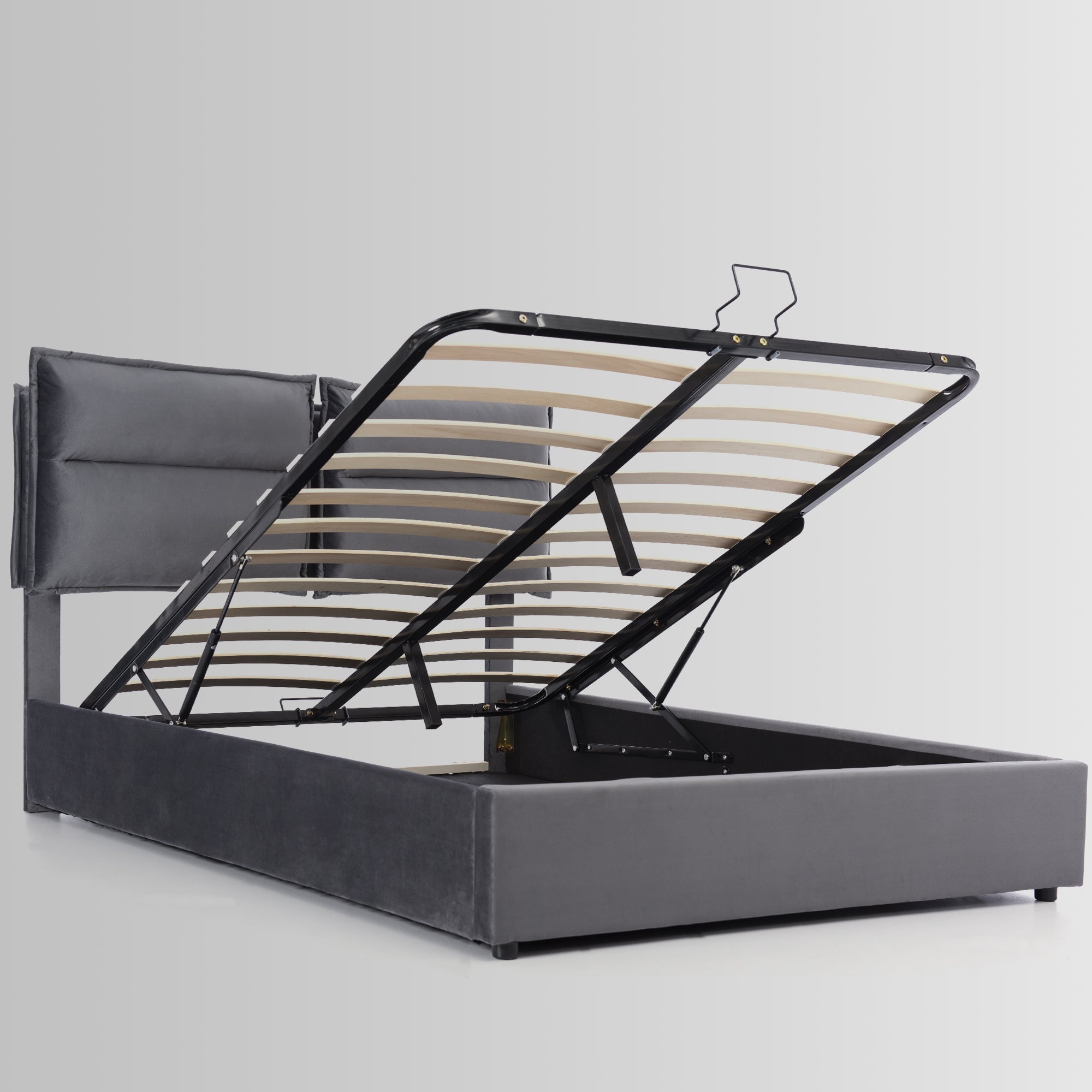 Logidon hydraulisch gestoffeerd bed 140x200cm grijs verstelbaar hoofdeinde
