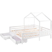 Logidon huisbed tweepersoonsbed 90x200 wit met 2 lades