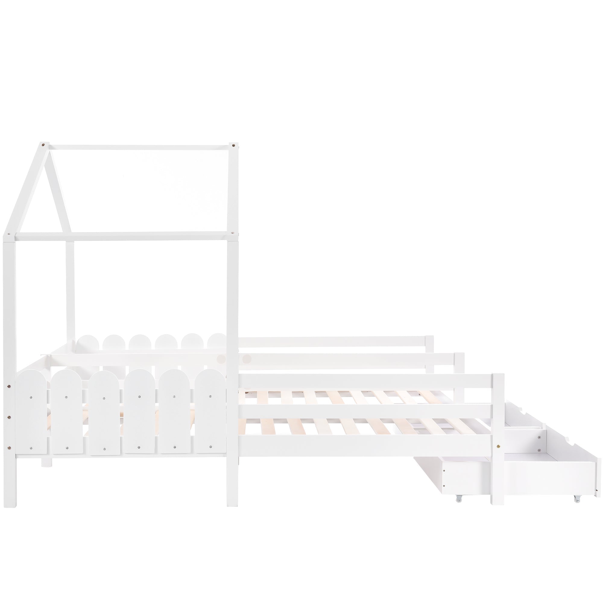 Logidon huisbed tweepersoonsbed 90x200 wit met 2 lades