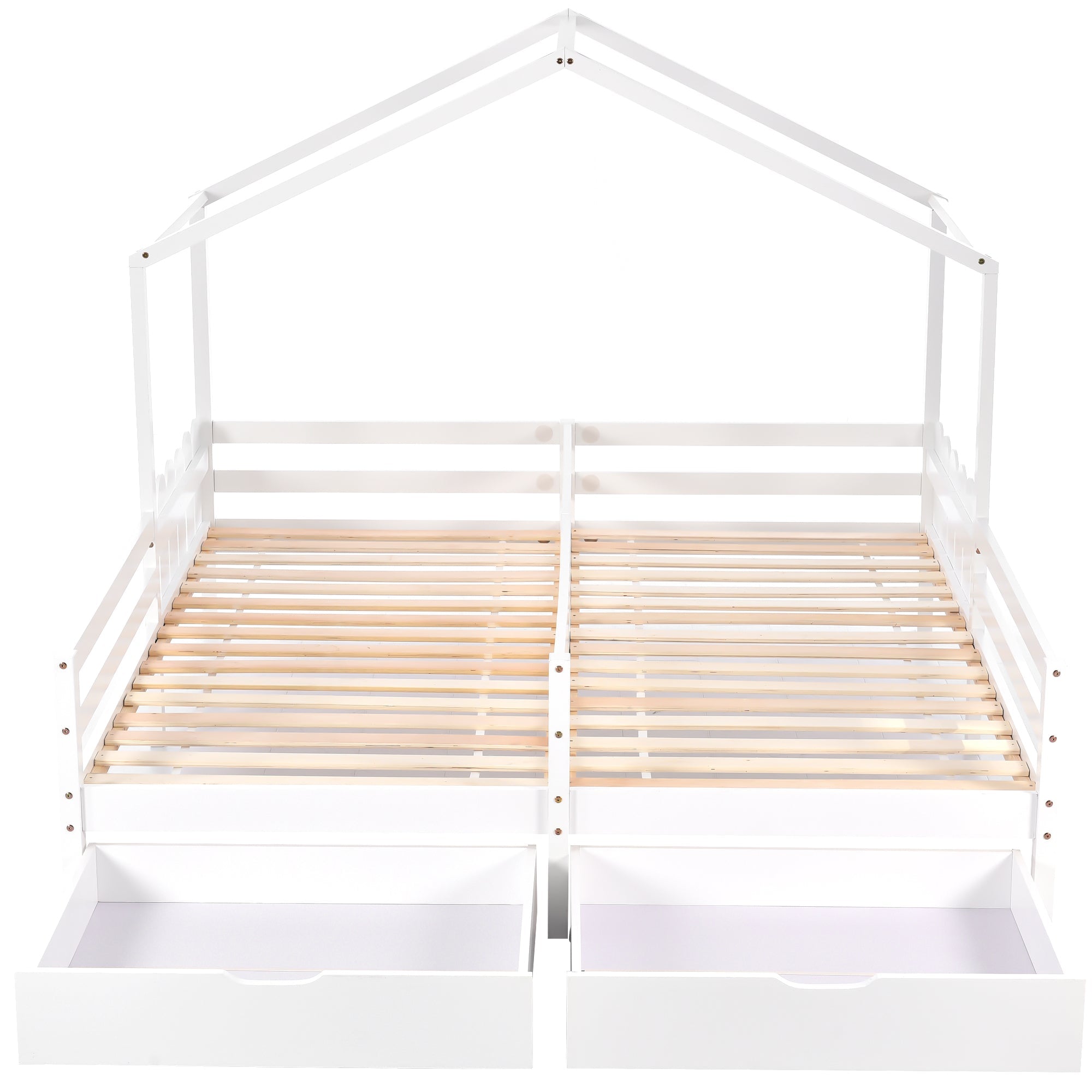 Logidon huisbed tweepersoonsbed 90x200 wit met 2 lades