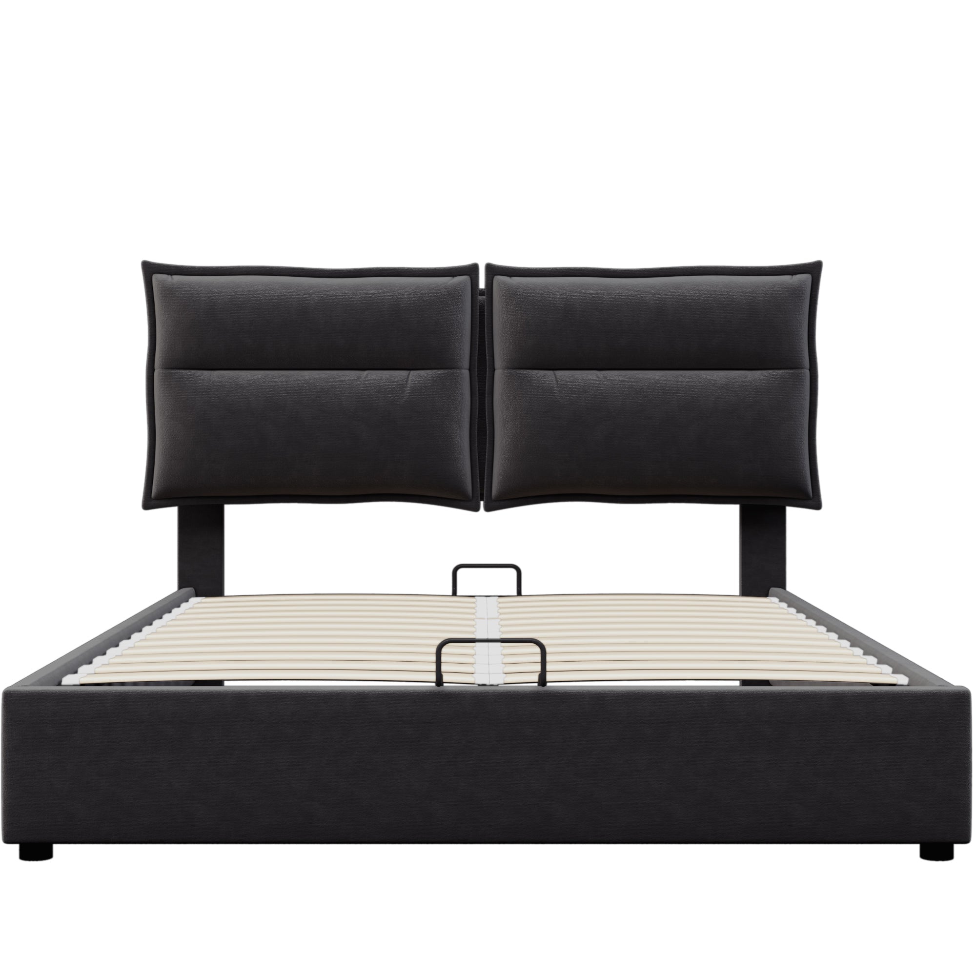 Logidon Hydraulic Upholstered Bed 140x200 Black Headboard Adjustment