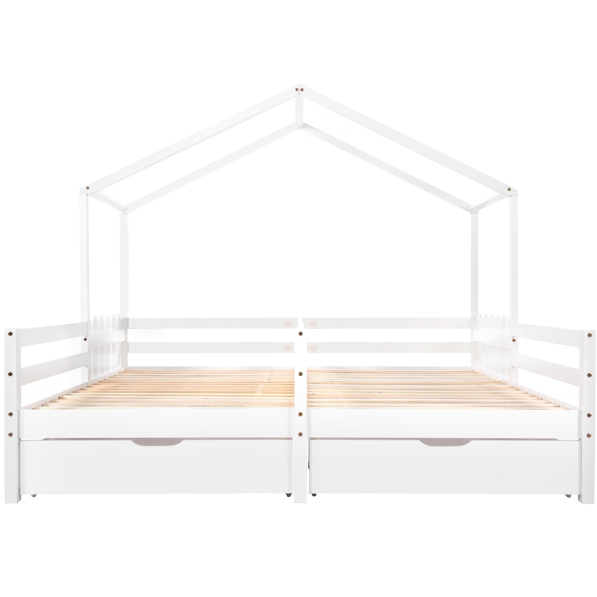 Logidon huisbed tweepersoonsbed 90x200 wit met 2 lades