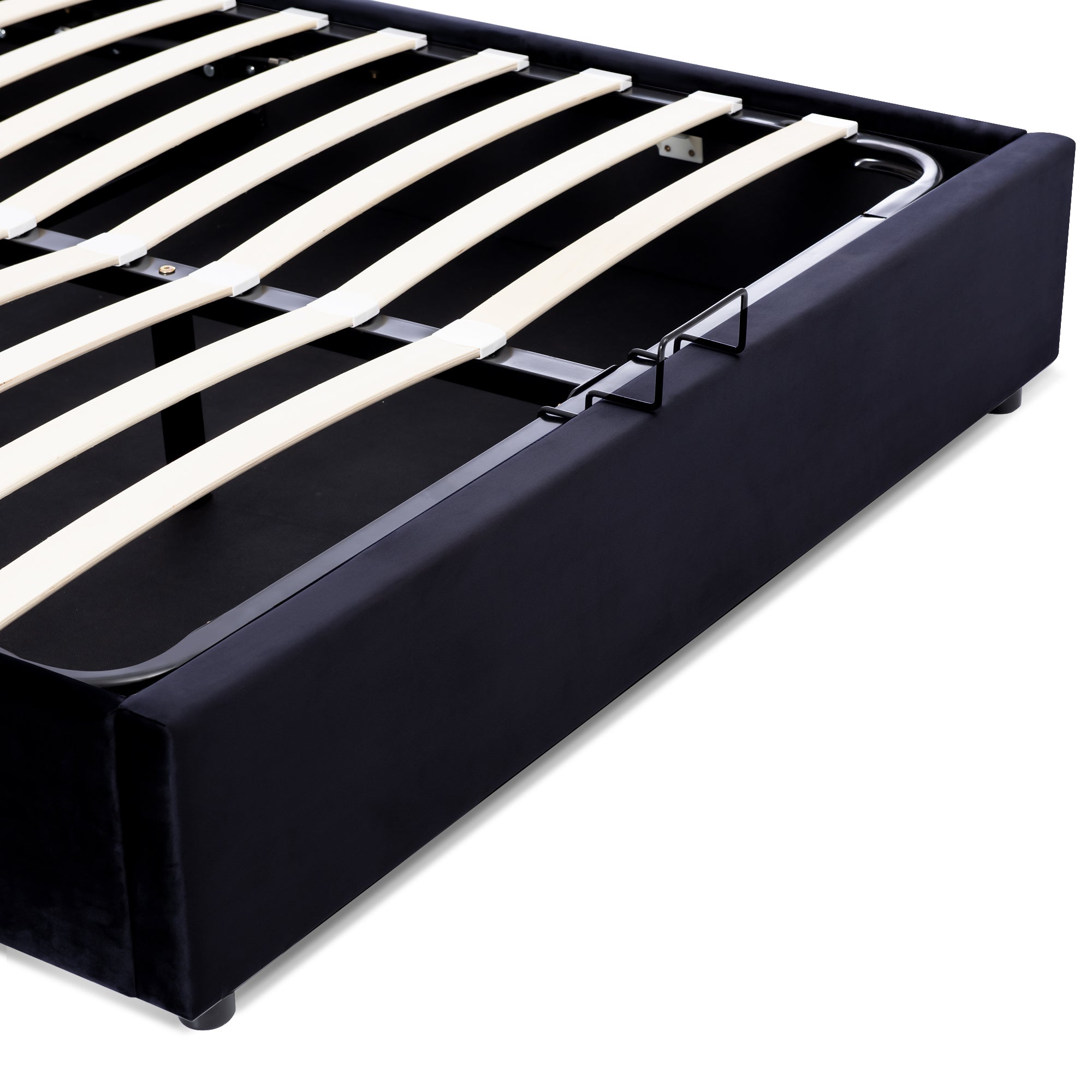 Logidon Hydraulic Upholstered Bed 140x200 Black Headboard Adjustment