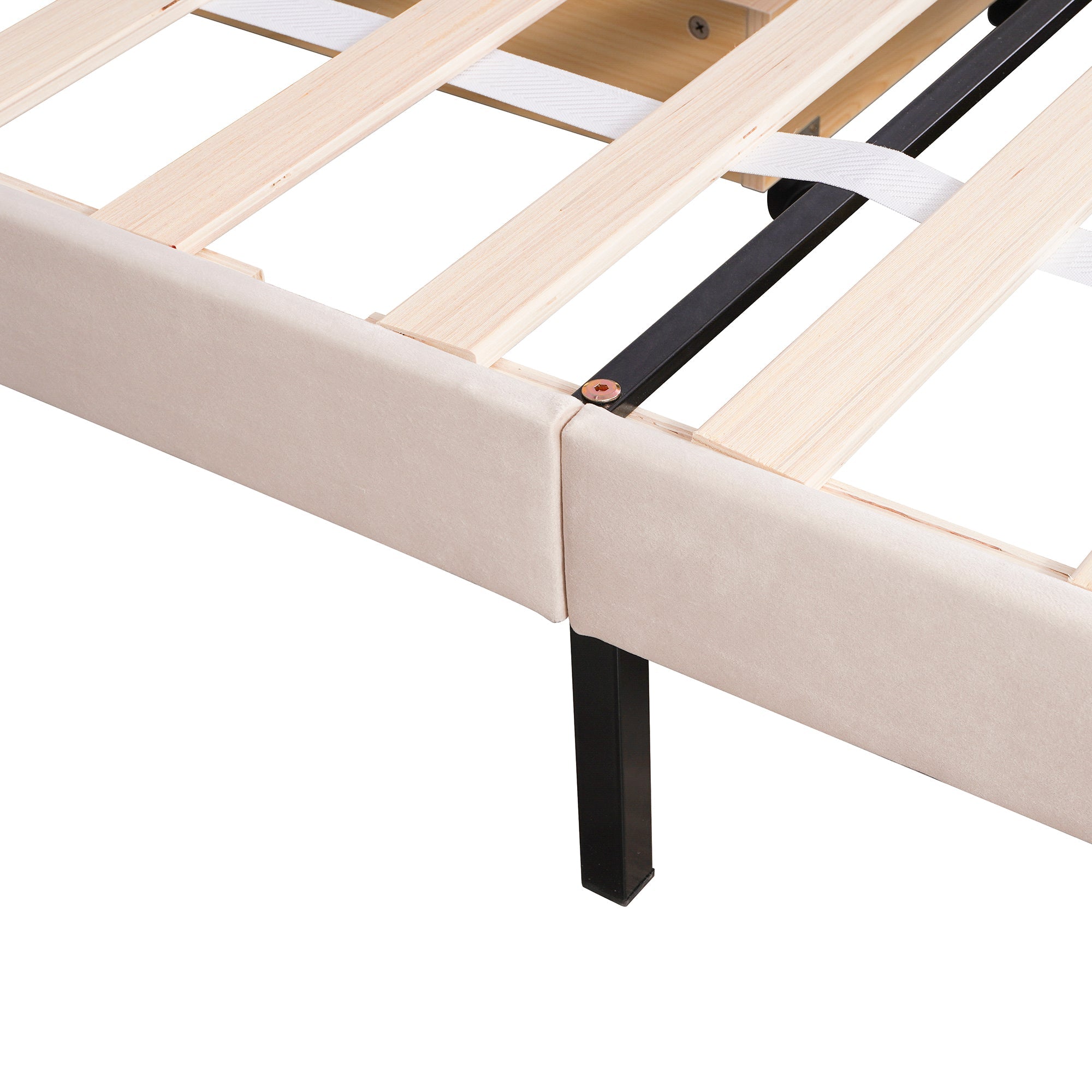 Logidon gestoffeerd bed 90x200 beige met lattenbodem en twee lades