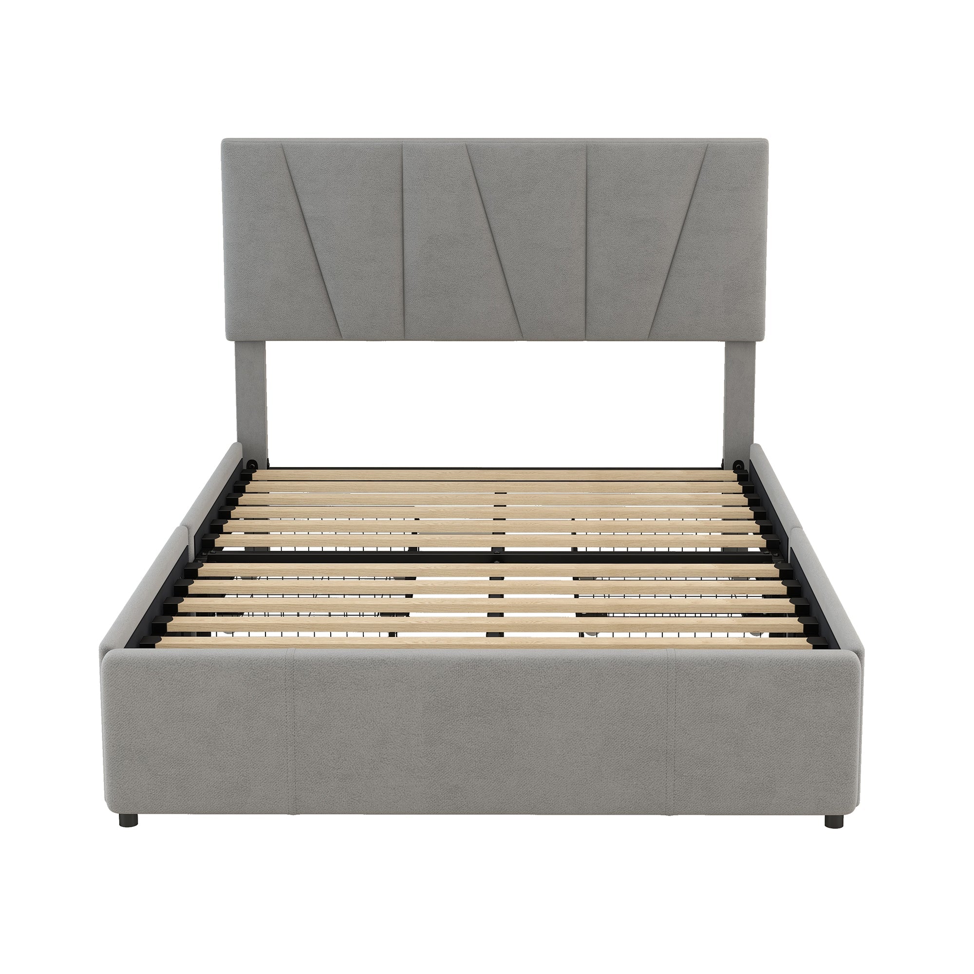 Logidon gestoffeerd bed grijs 140x200 met 4 lades verstelbaar hoofdeinde