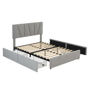 Logidon gestoffeerd bed grijs 140x200 met 4 lades verstelbaar hoofdeinde