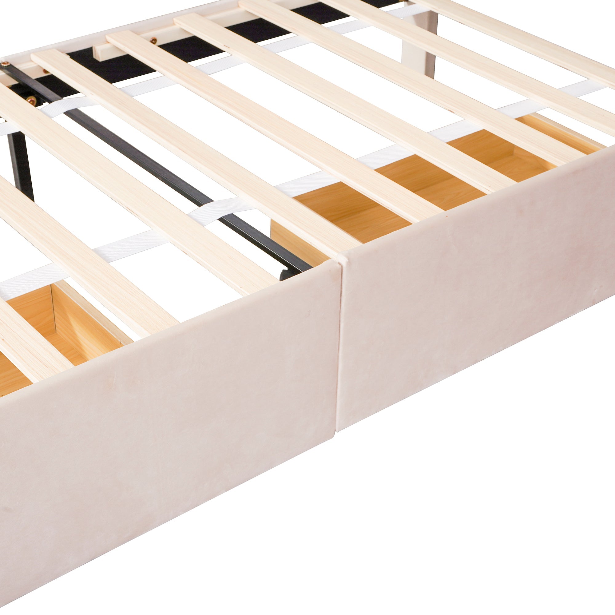 Logidon gestoffeerd bed 90x200 beige met lattenbodem en twee lades