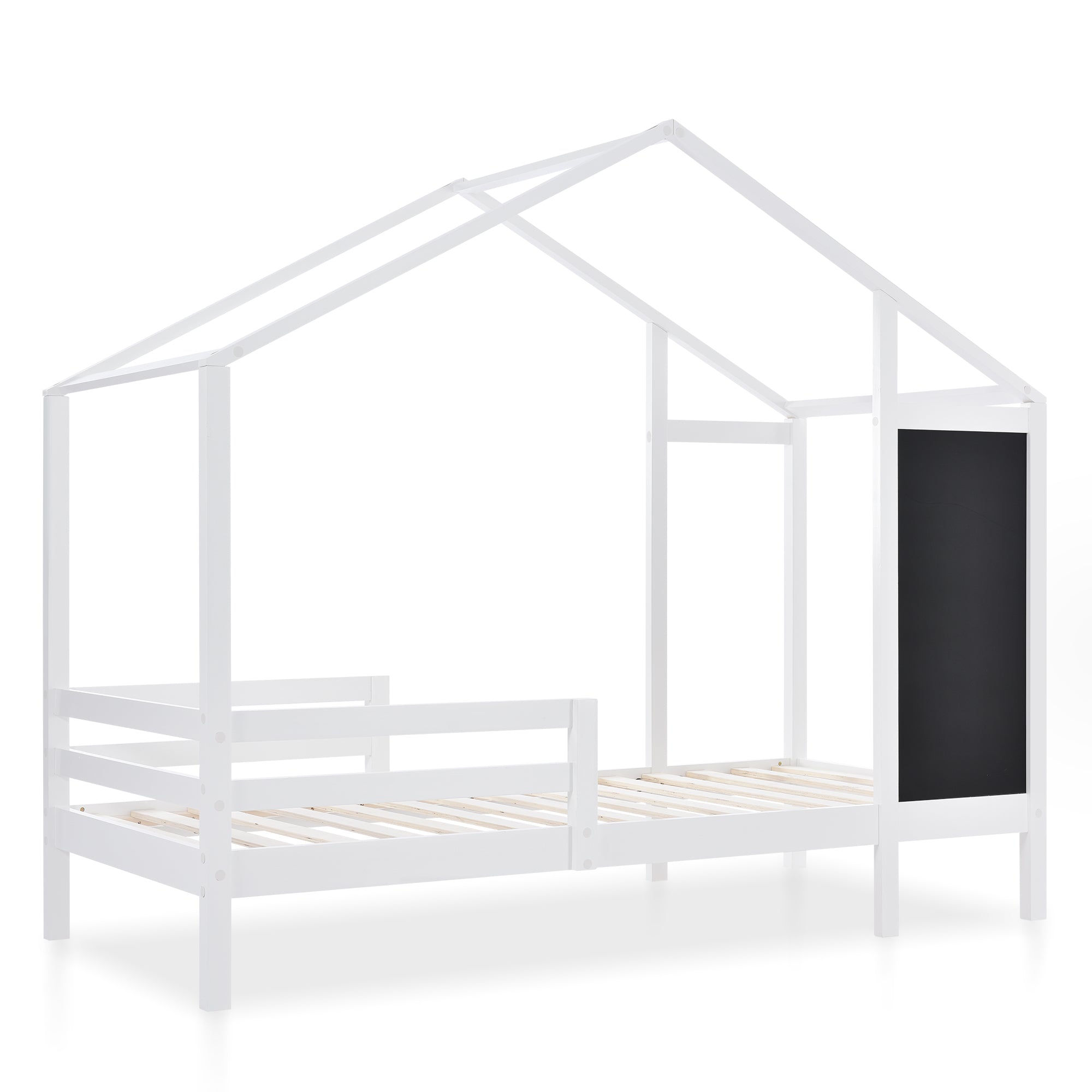 Logidon kinderbed huisbed 90x200 cm wit met plank en 2 lades
