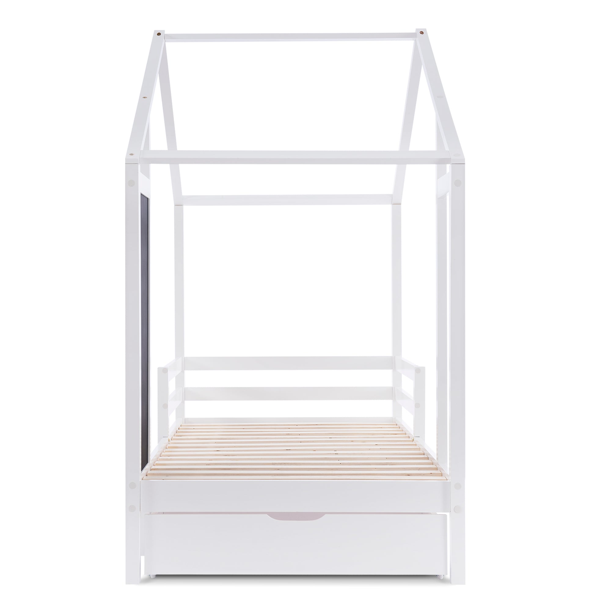 Logidon kinderbed huisbed 90x200 cm wit met plank en 2 lades