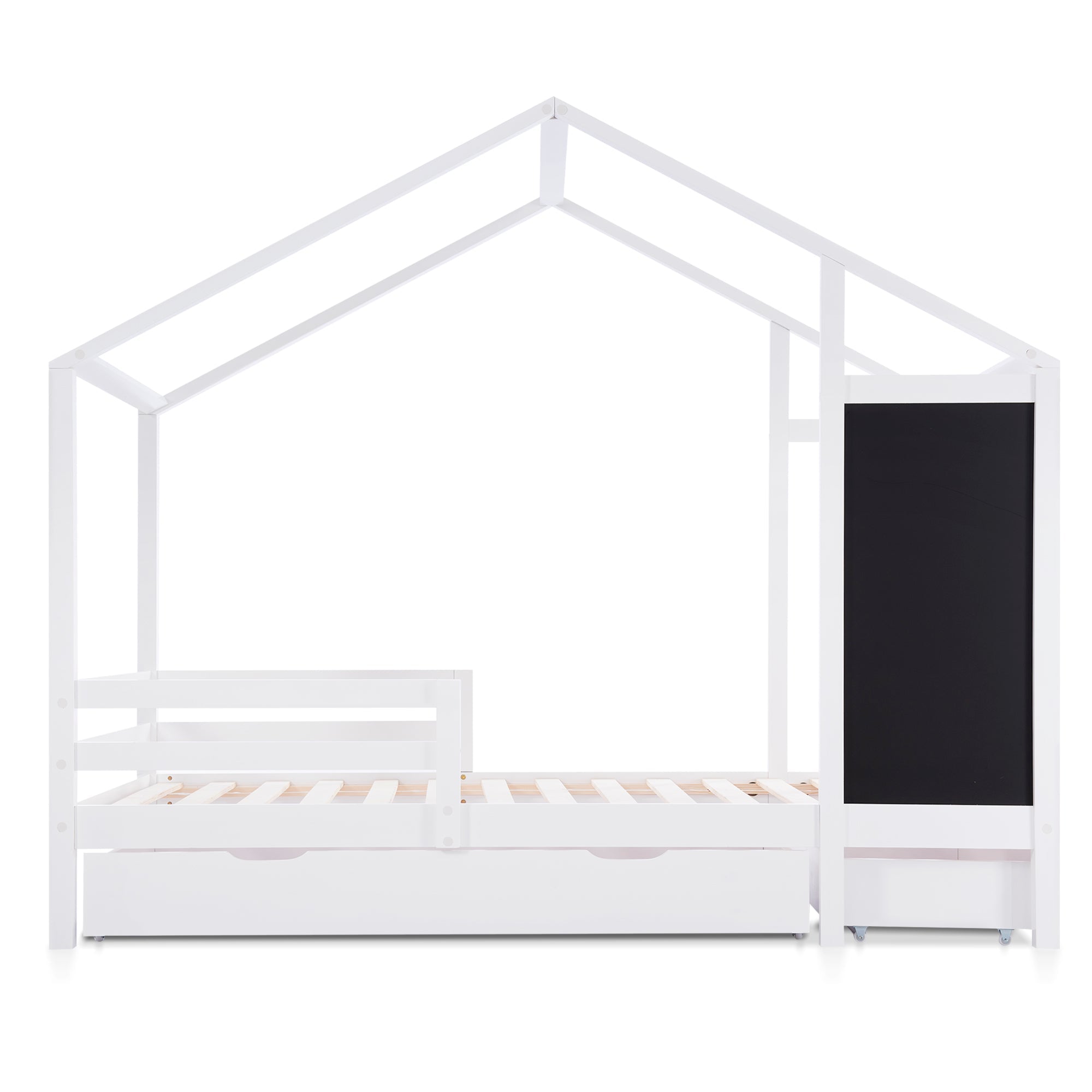 Logidon kinderbed huisbed 90x200 cm wit met plank en 2 lades