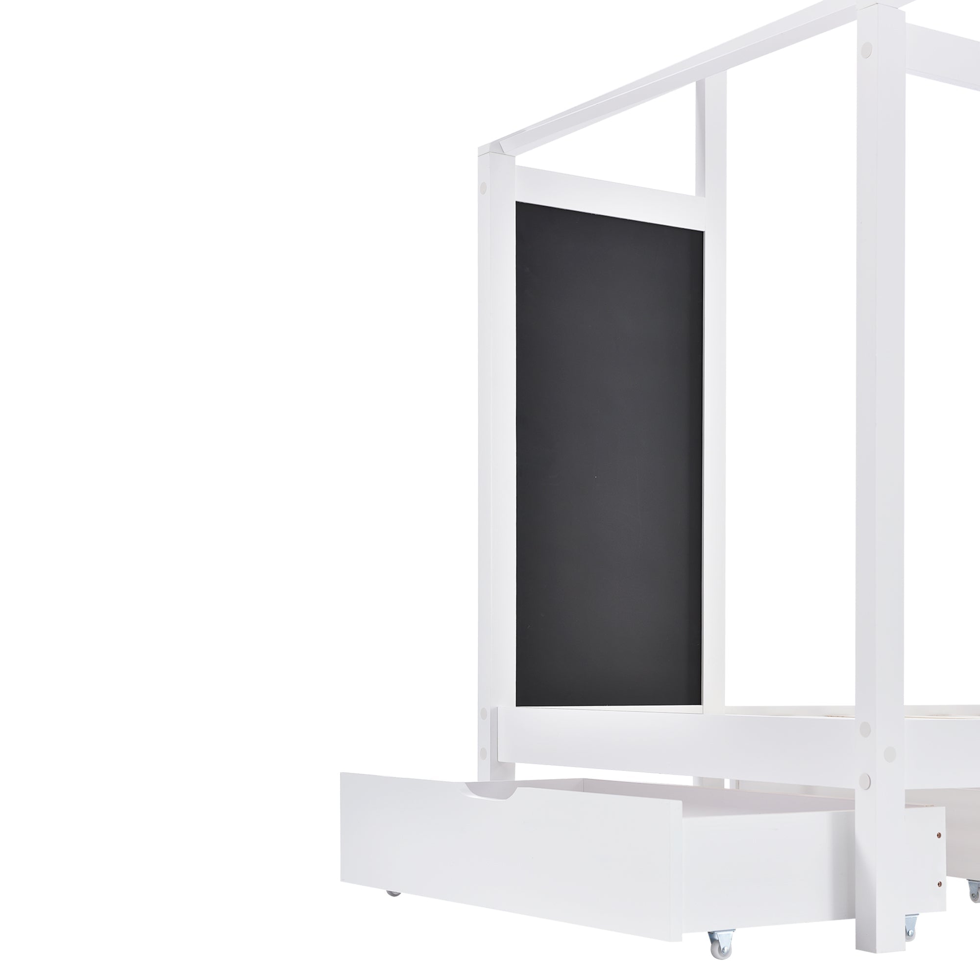 Logidon kinderbed huisbed 90x200 cm wit met plank en 2 lades