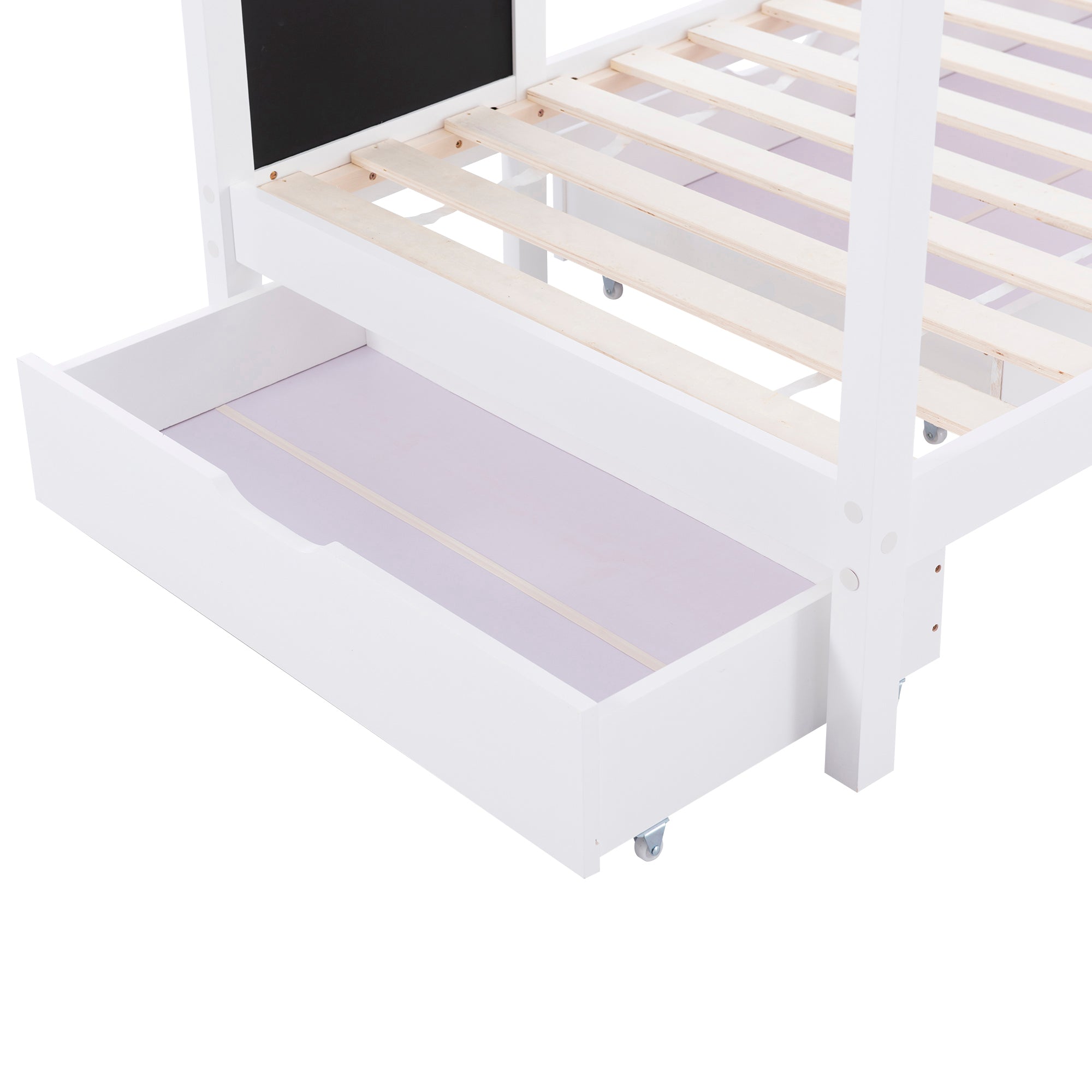 Logidon kinderbed huisbed 90x200 cm wit met plank en 2 lades