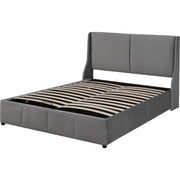 Logidon Padded Bed 140x190 With Hydraulic Storage Box Gray
