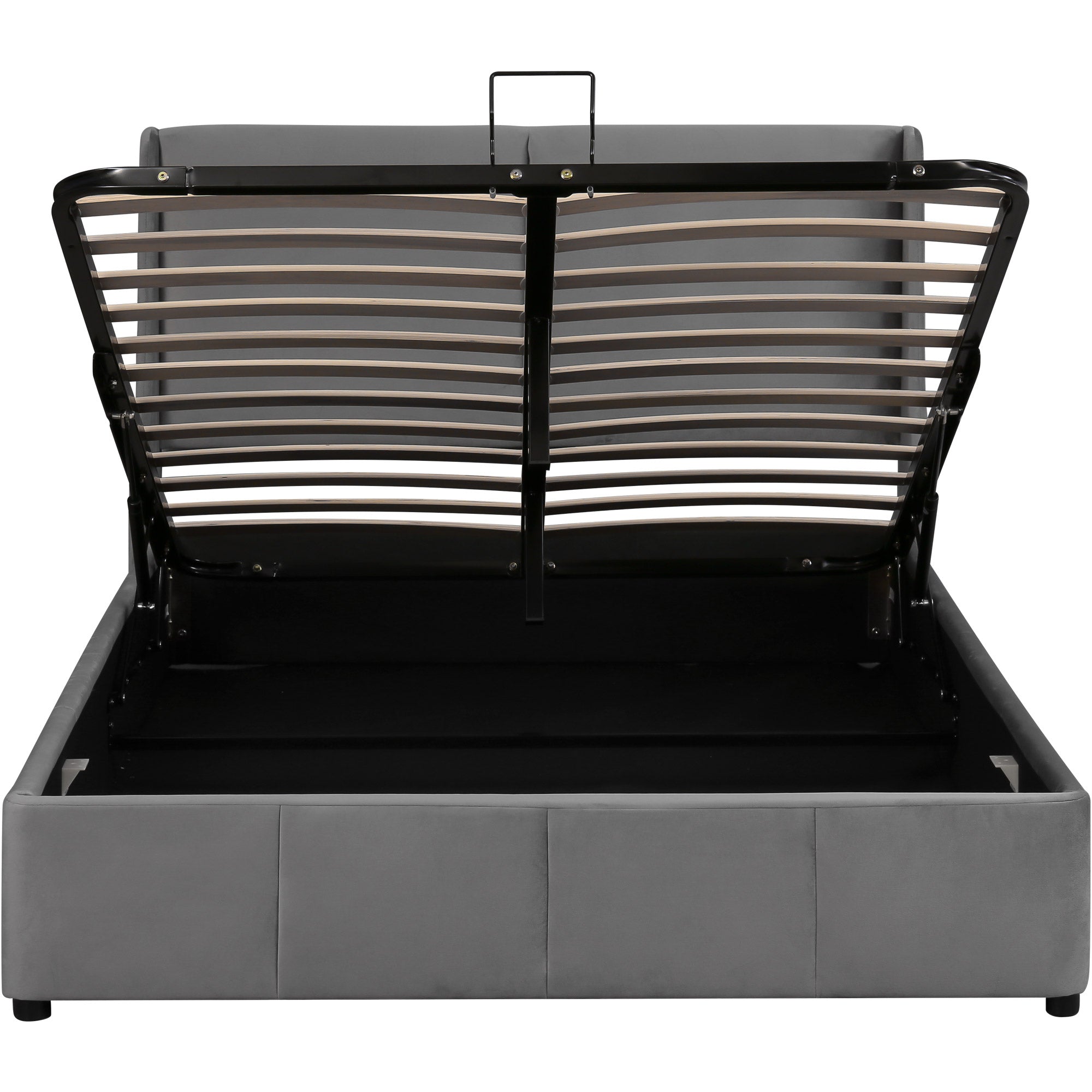 Logidon gestoffeerd bed 140x200 grijs fluweel met hydraulische opbergruimte