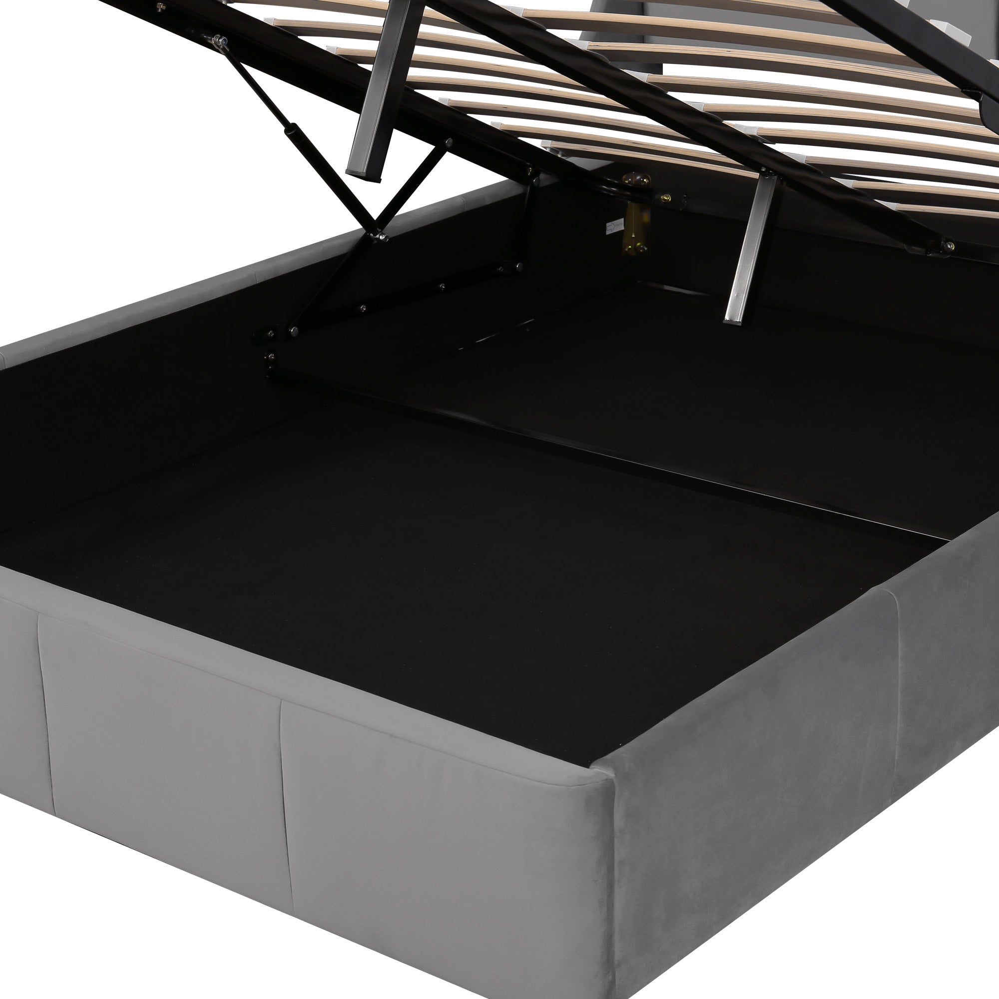 Logidon gestoffeerd bed 140x200 grijs fluweel met hydraulische opbergruimte