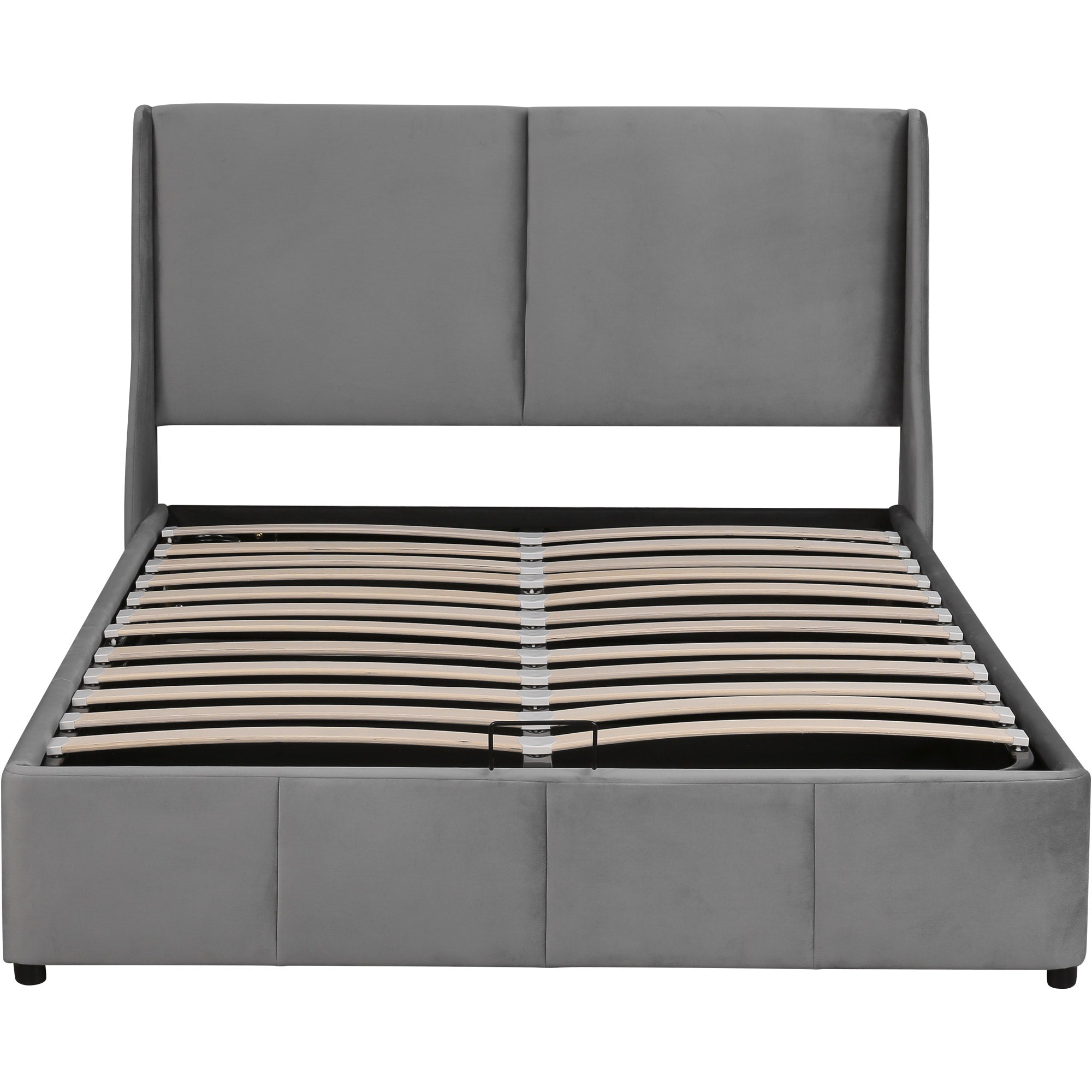 Logidon Padded Bed 140x190 With Hydraulic Storage Box Gray