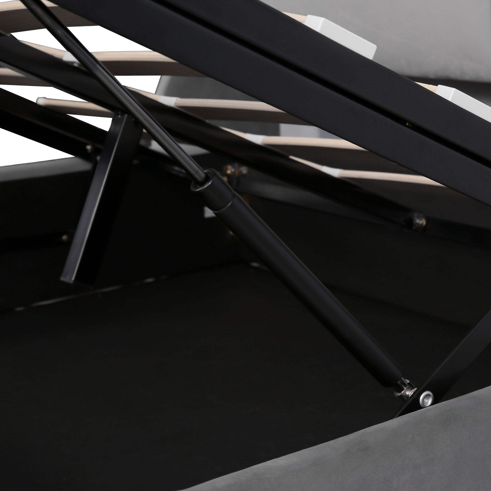 Logidon Padded Bed 140x190 With Hydraulic Storage Box Gray
