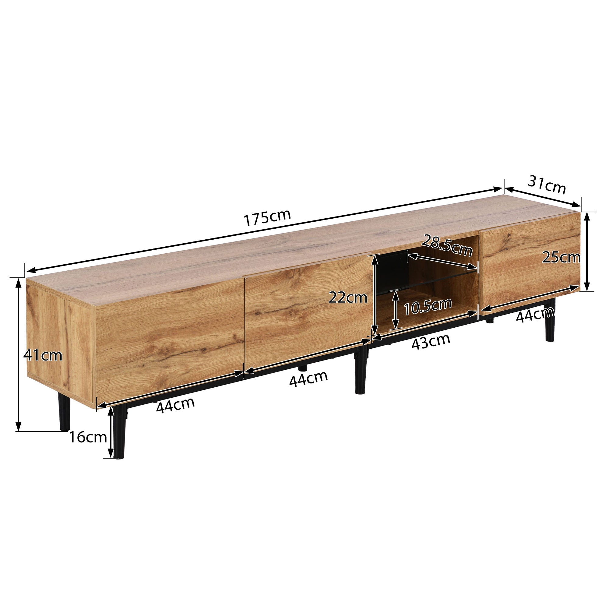 Logidon Modern TV-meubel eiken bruin MDF 175 cm LED-verlichting