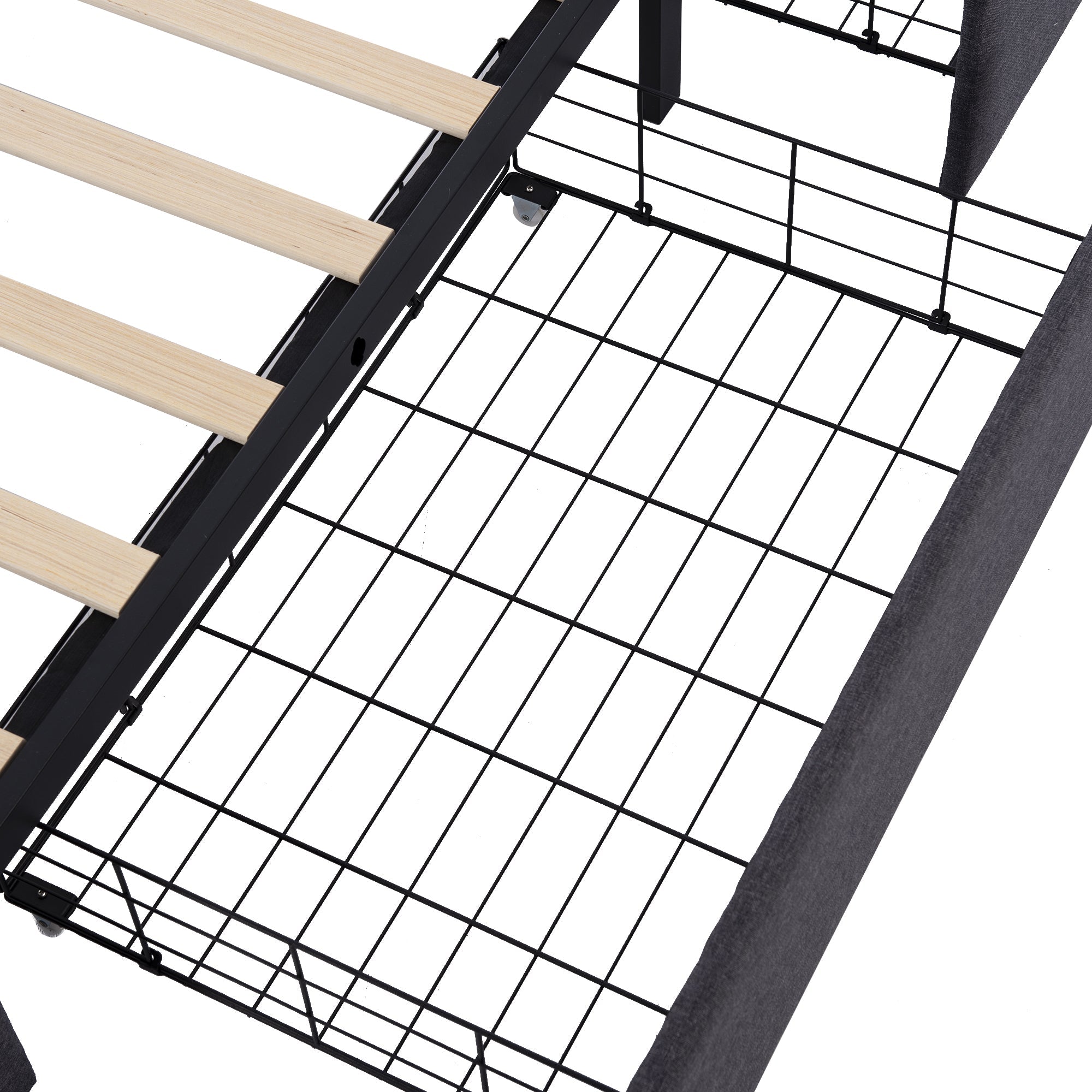 Logidon bed frame 140x200 cm with LED lighting 4 drawers gray