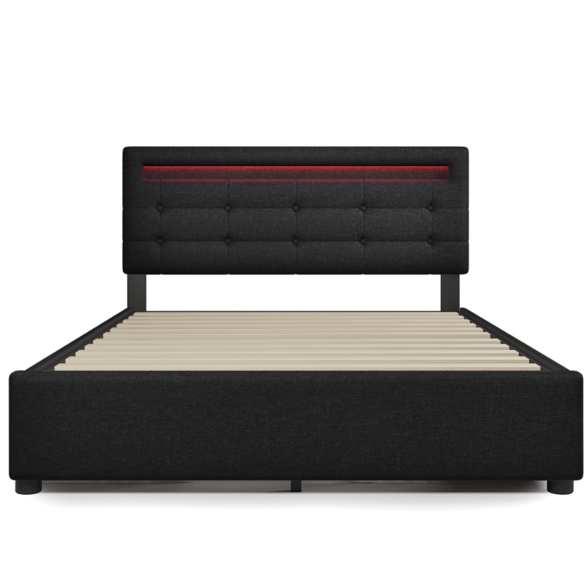 Logidon bed frame LED lighting and 4 drawers 140x200 black
