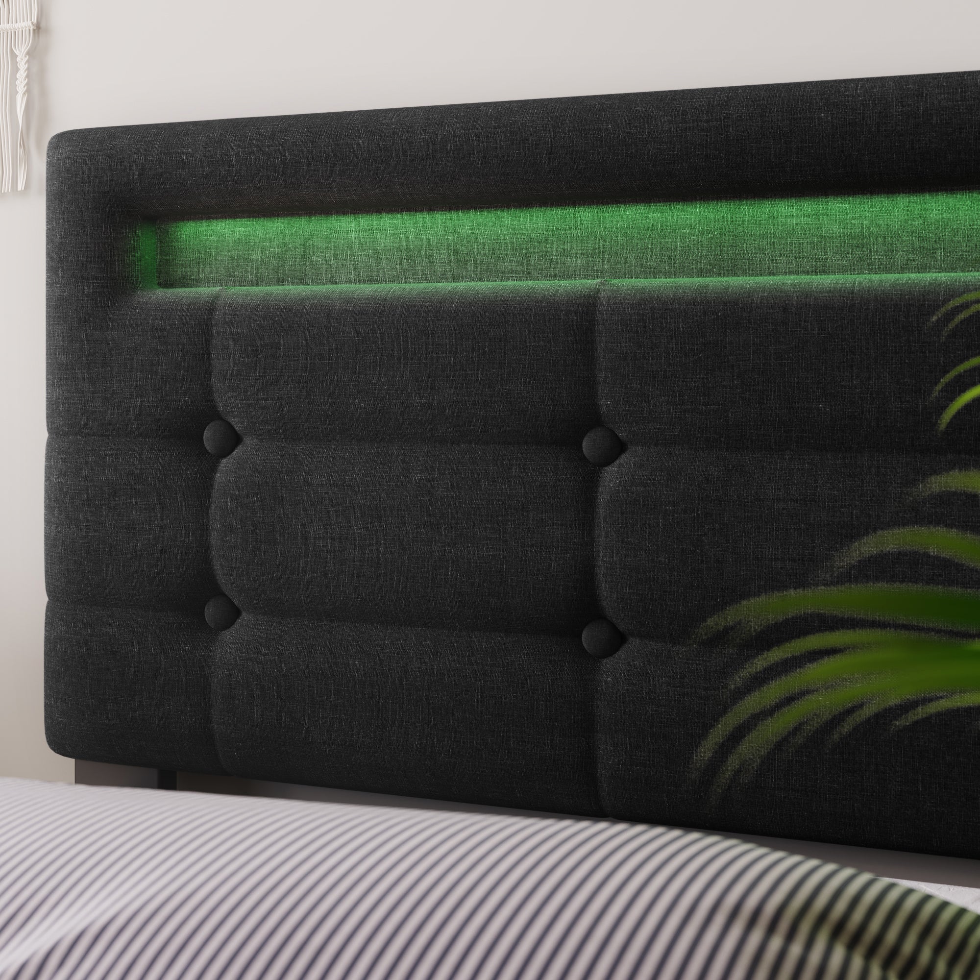 Logidon bed frame LED lighting and 4 drawers 140x200 black