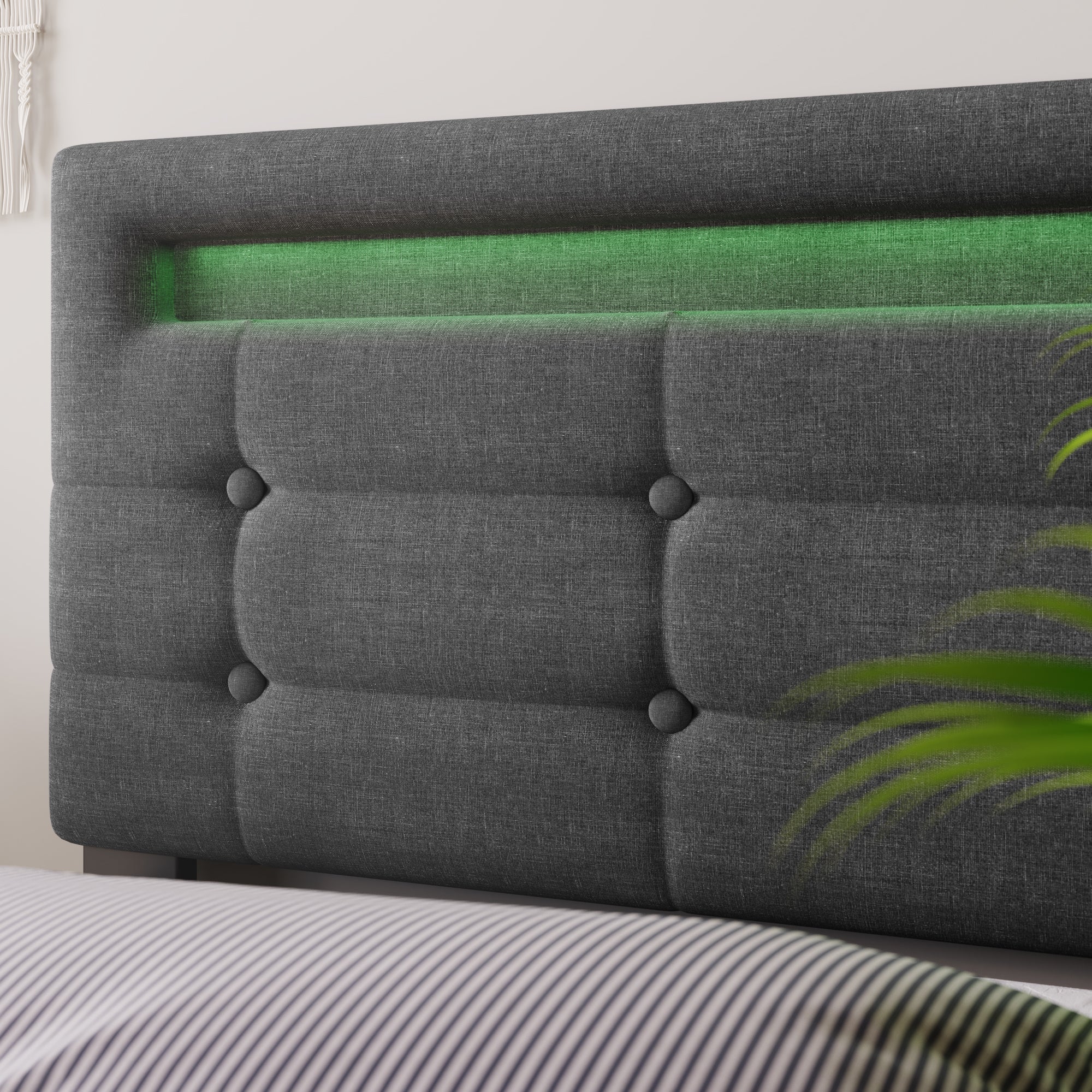 Logidon bed frame 140x200 cm with LED lighting 4 drawers gray