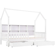 Logidon huisbed 90x200 wit met boekenkast en twee lades